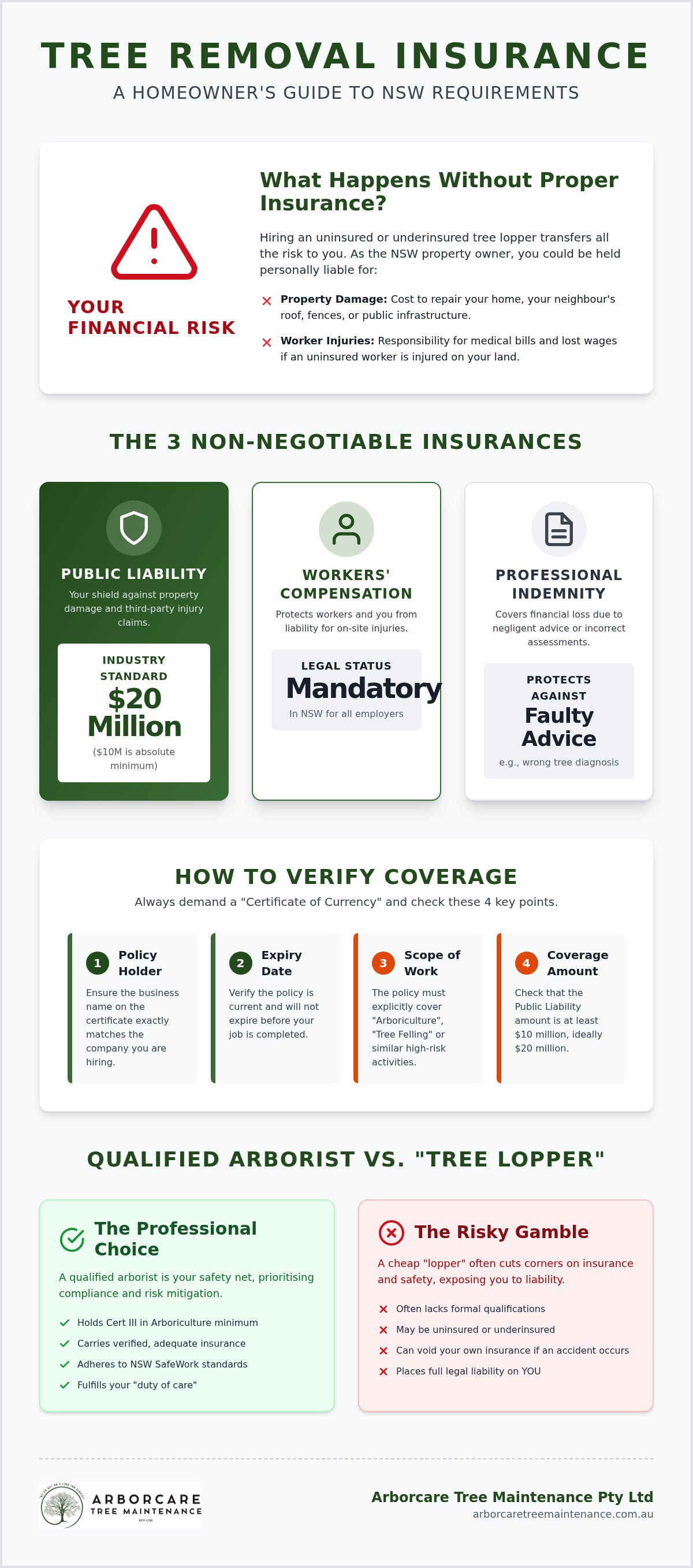 Tree removal insurance requirements NSW