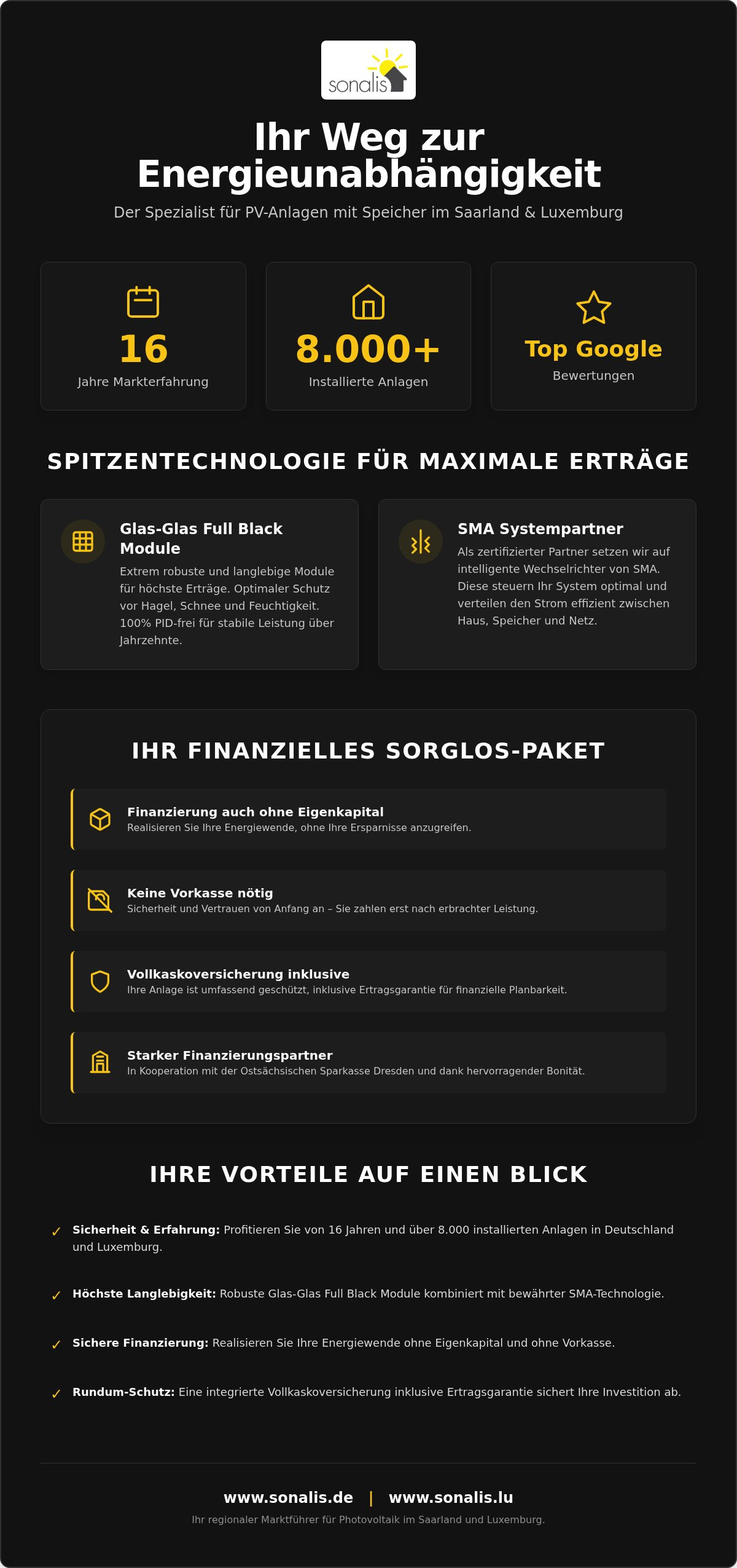 Www.sonalis.de  Ihr Spezialist für PV Anlagen mit Speicher im Saarland