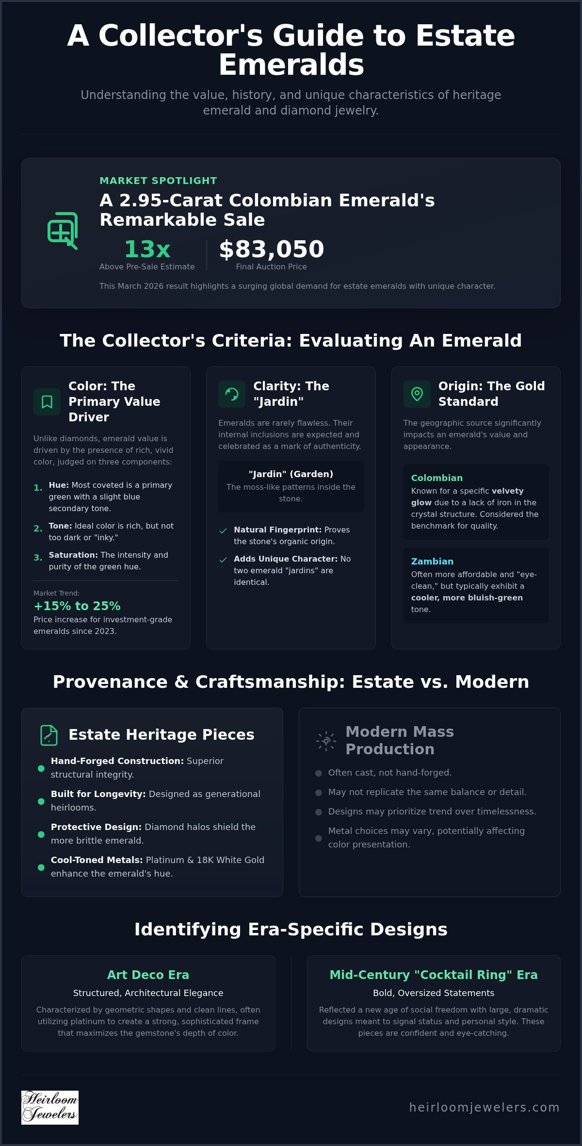 Estate emerald and diamond jewelry
