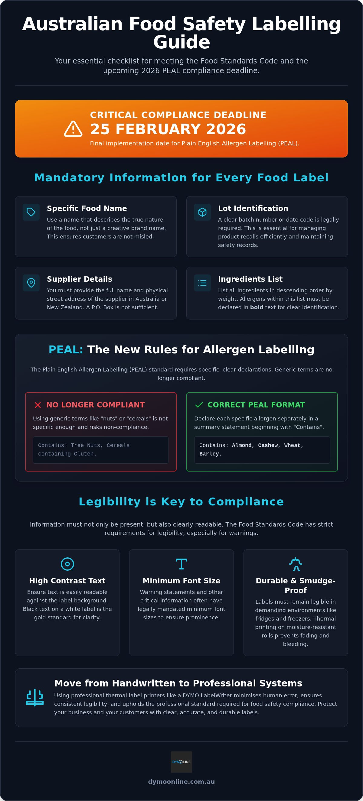 Australian food safety label requirements