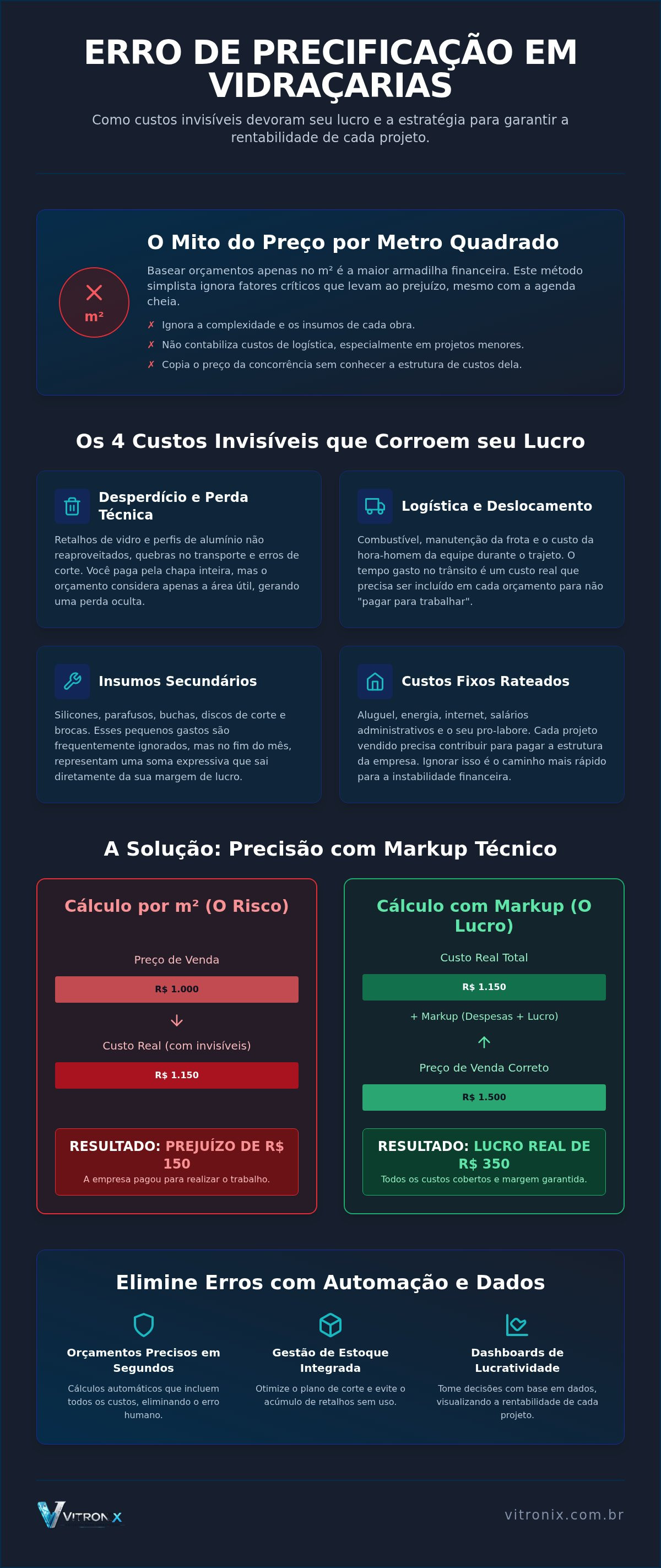 Prejuízo por erro de precificação vidraçaria