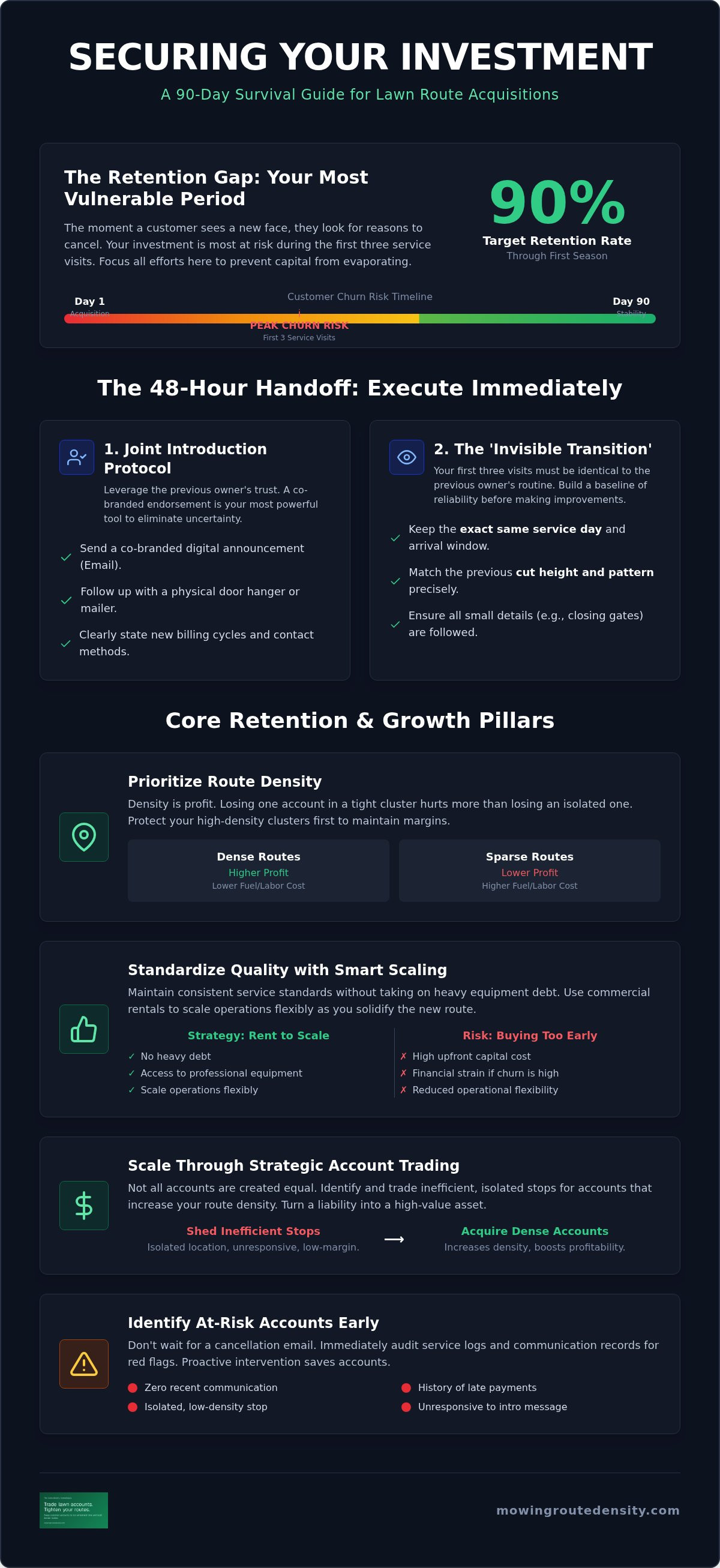 Client retention strategies after buying lawn accounts