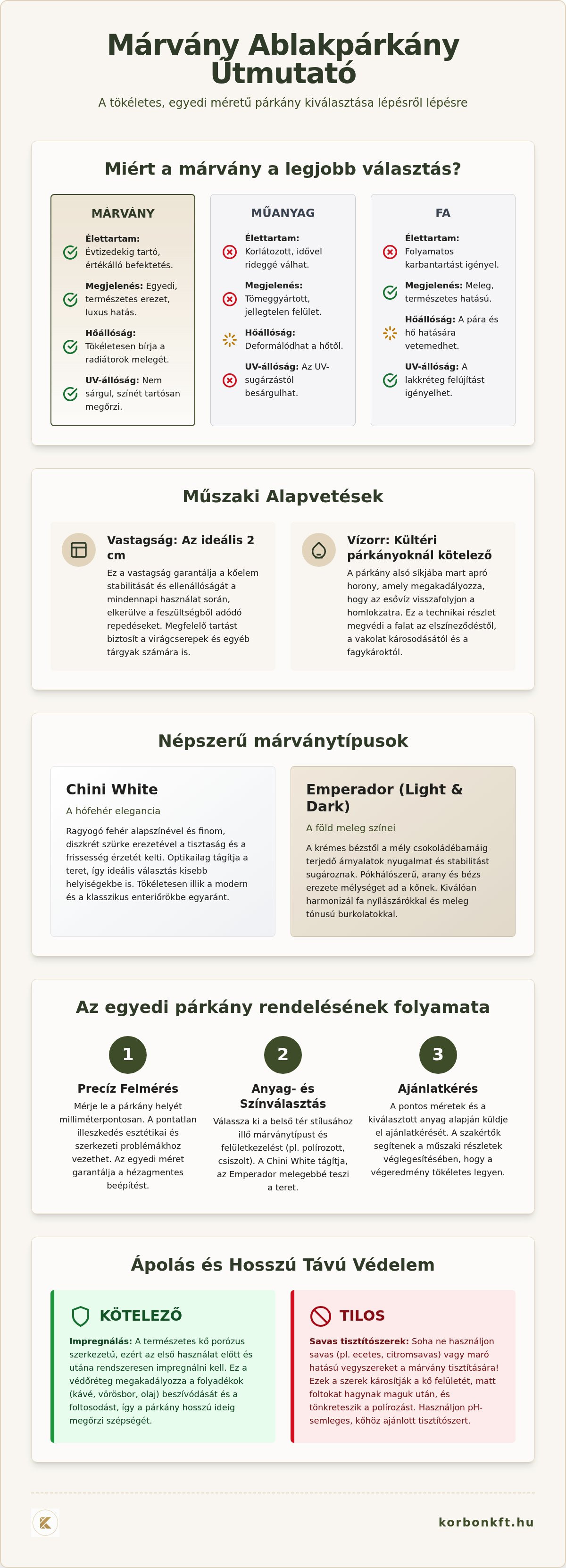 Márvány ablakpárkány egyedi méret