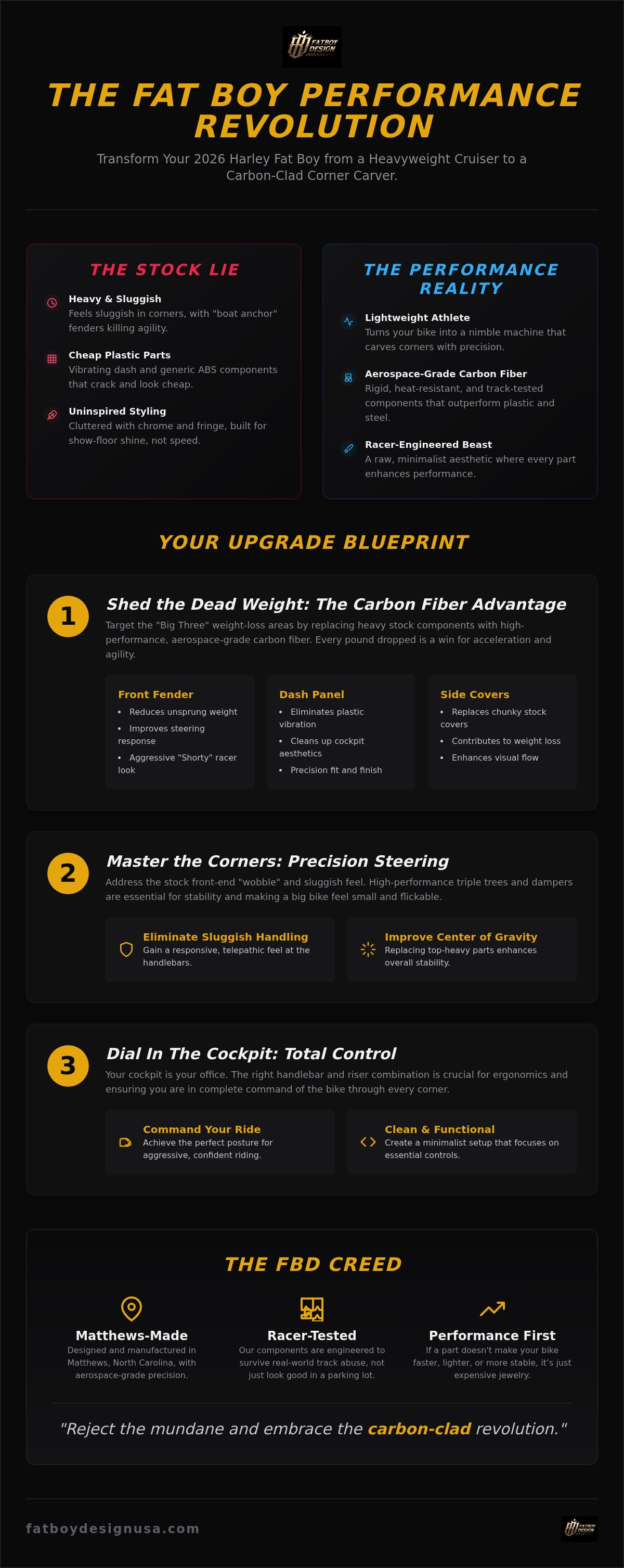 Performance parts for harley fat boy