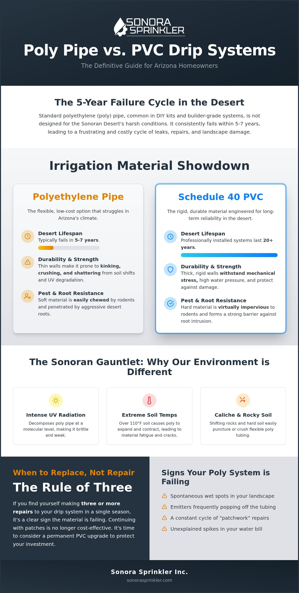Poly pipe vs PVC drip system Arizona