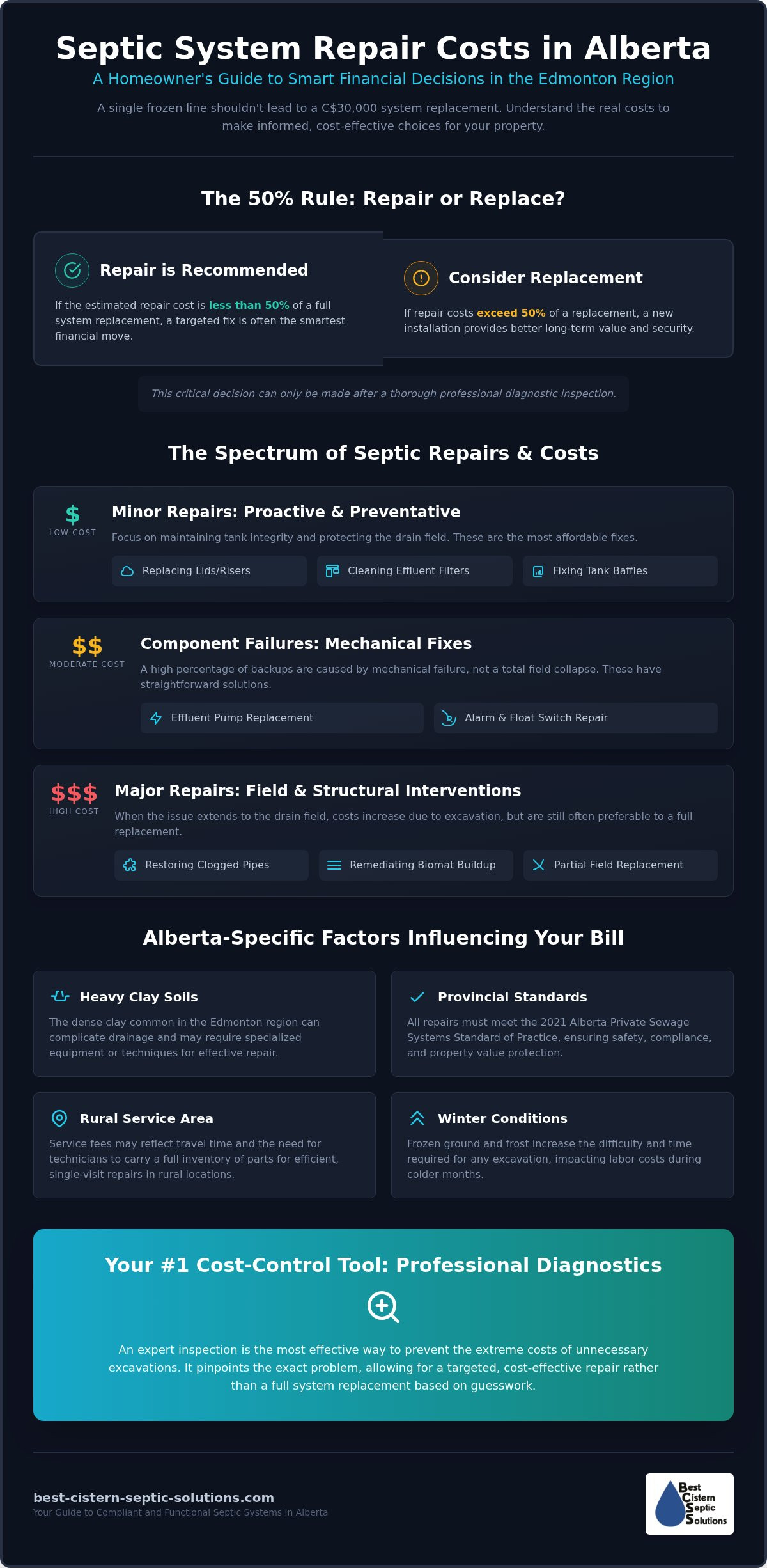 Septic line repair cost alberta