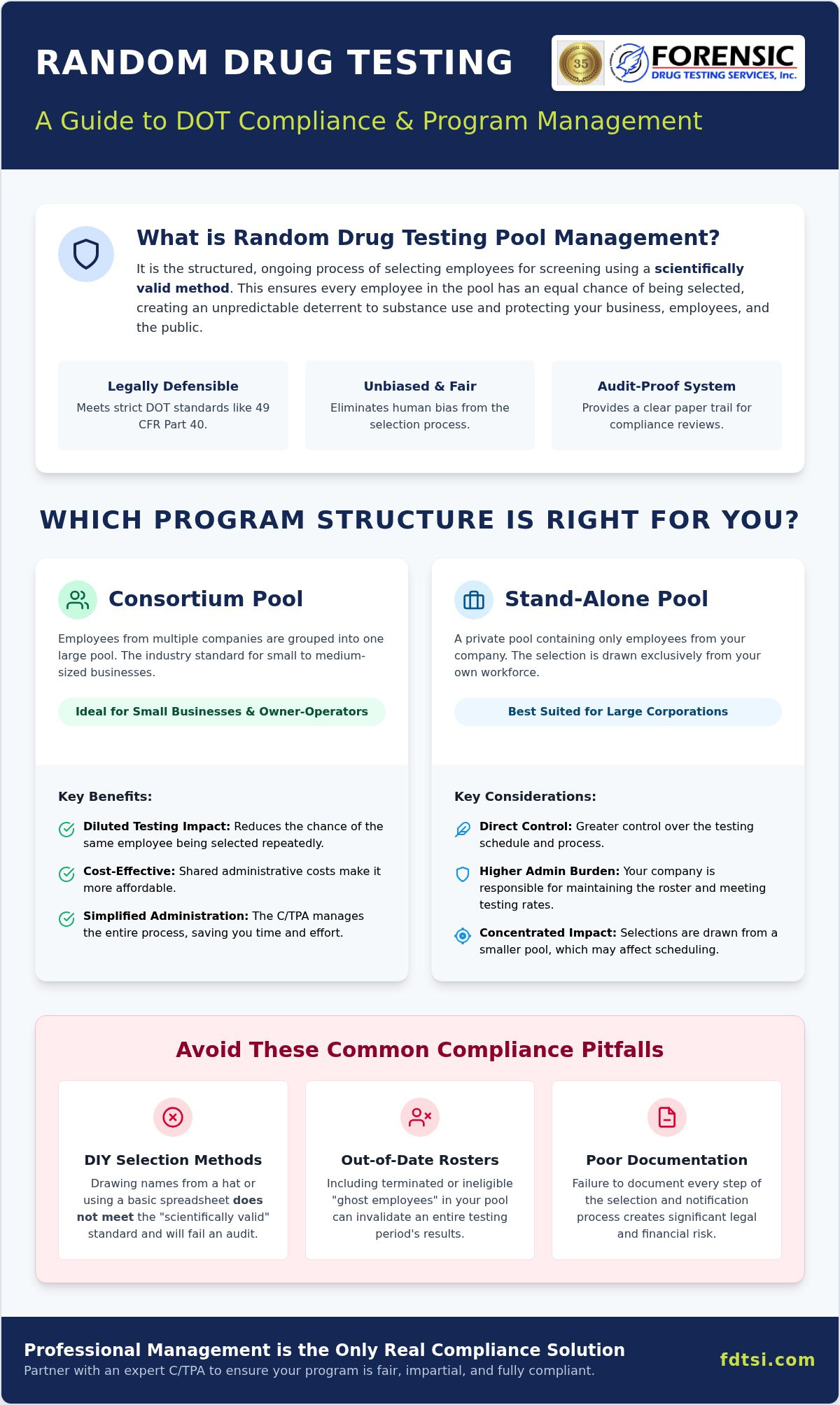 Random drug testing pool management