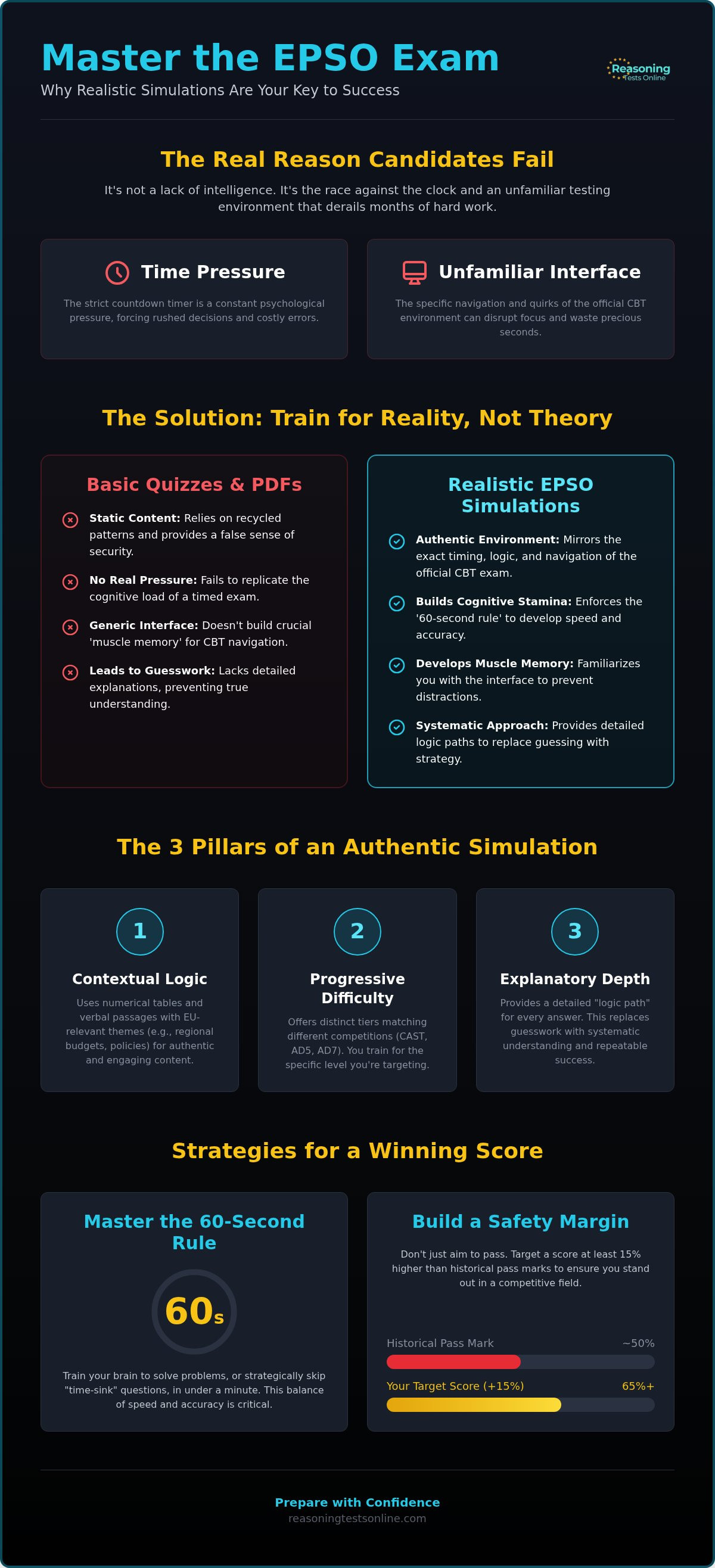 Realistic EPSO test simulations