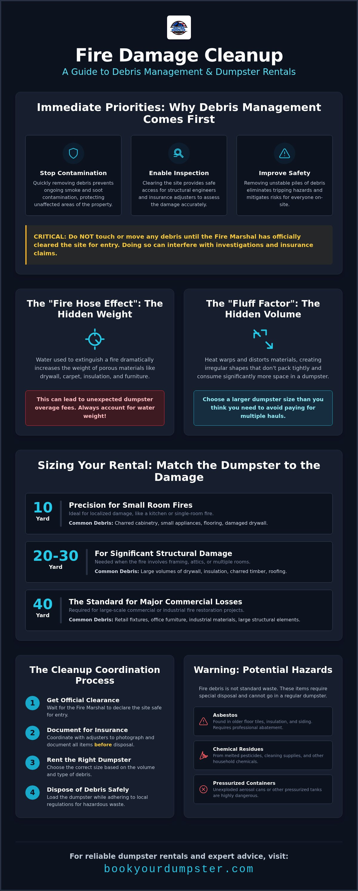 Dumpster rental for fire damage cleanup