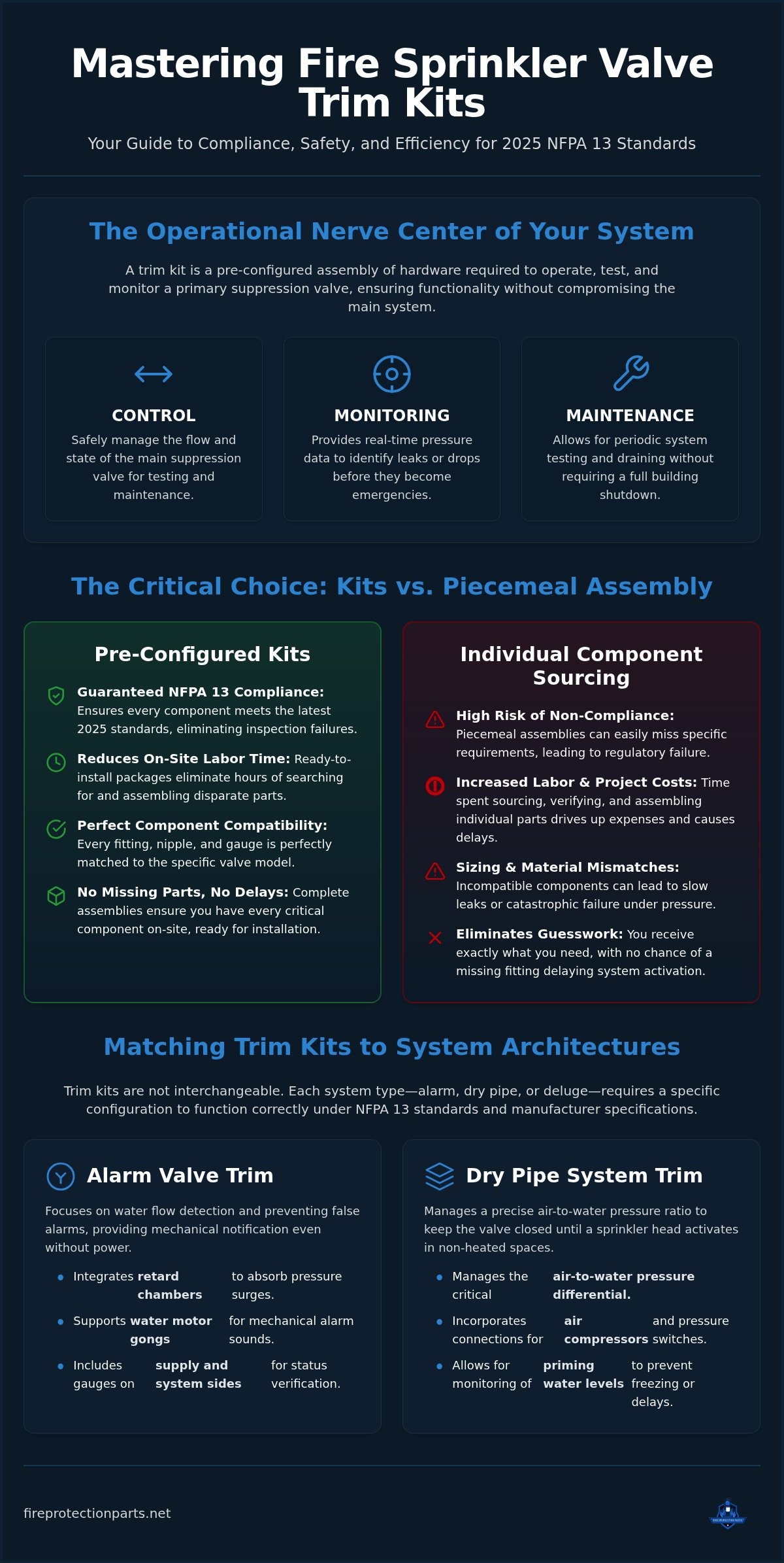 Fire sprinkler valve trim kits