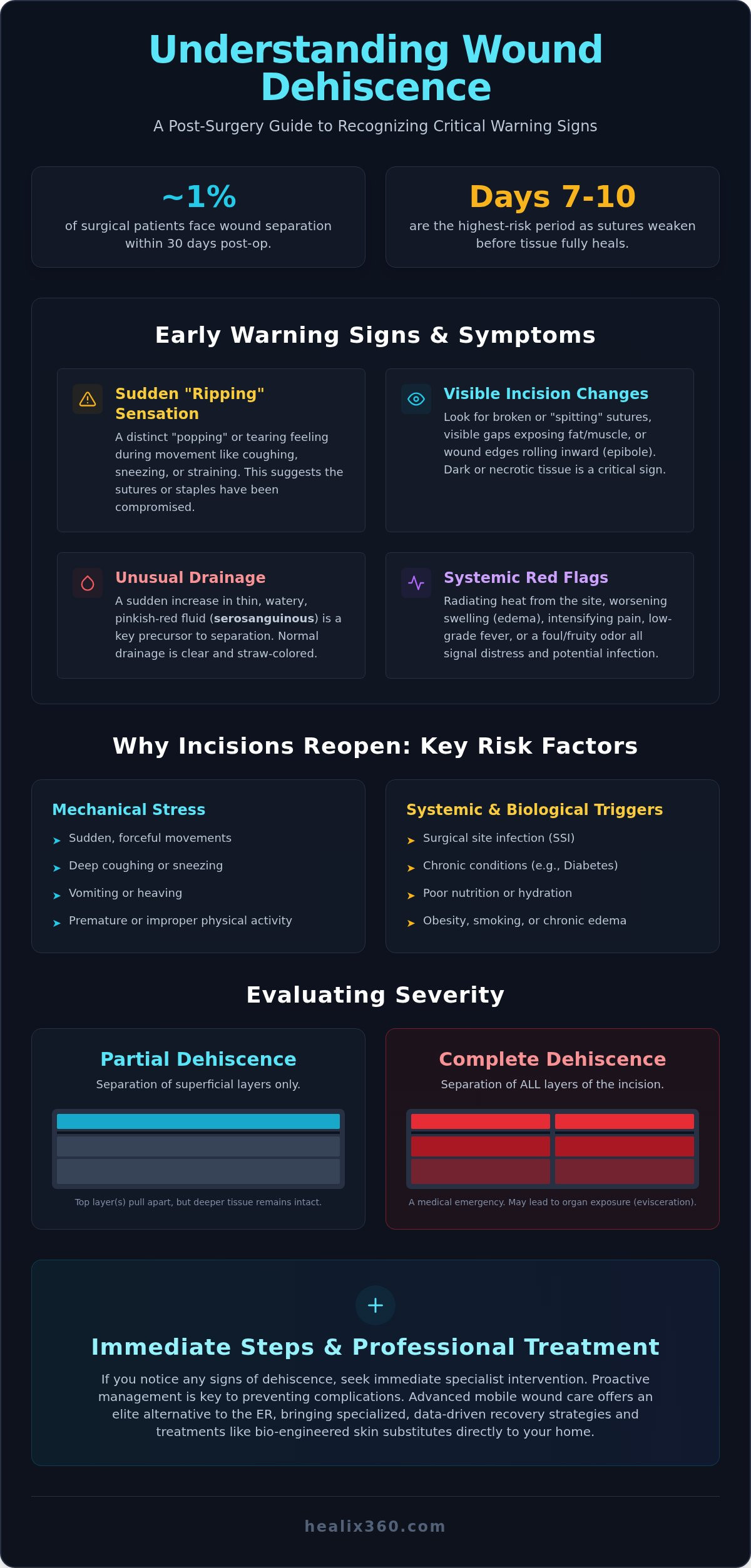 Signs of wound dehiscence after surgery