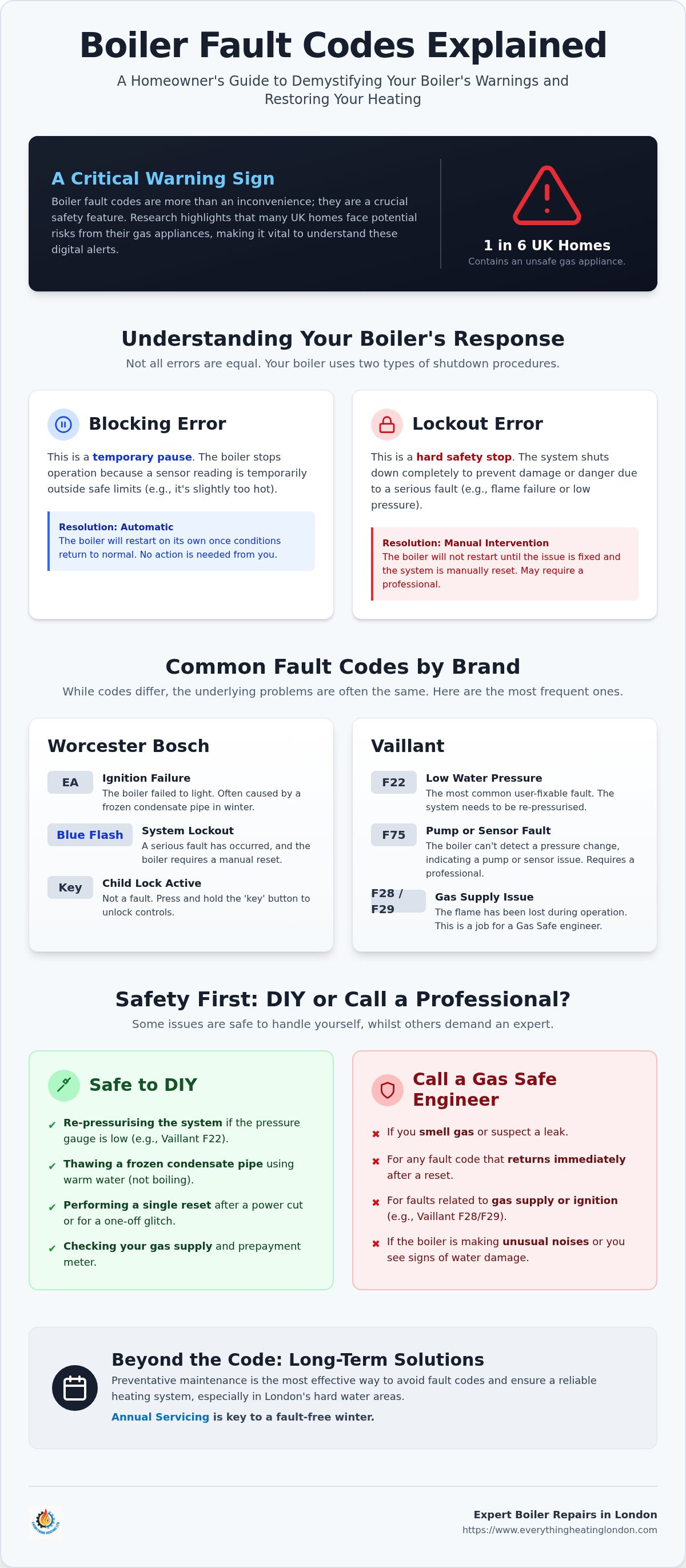 Boiler fault codes explained