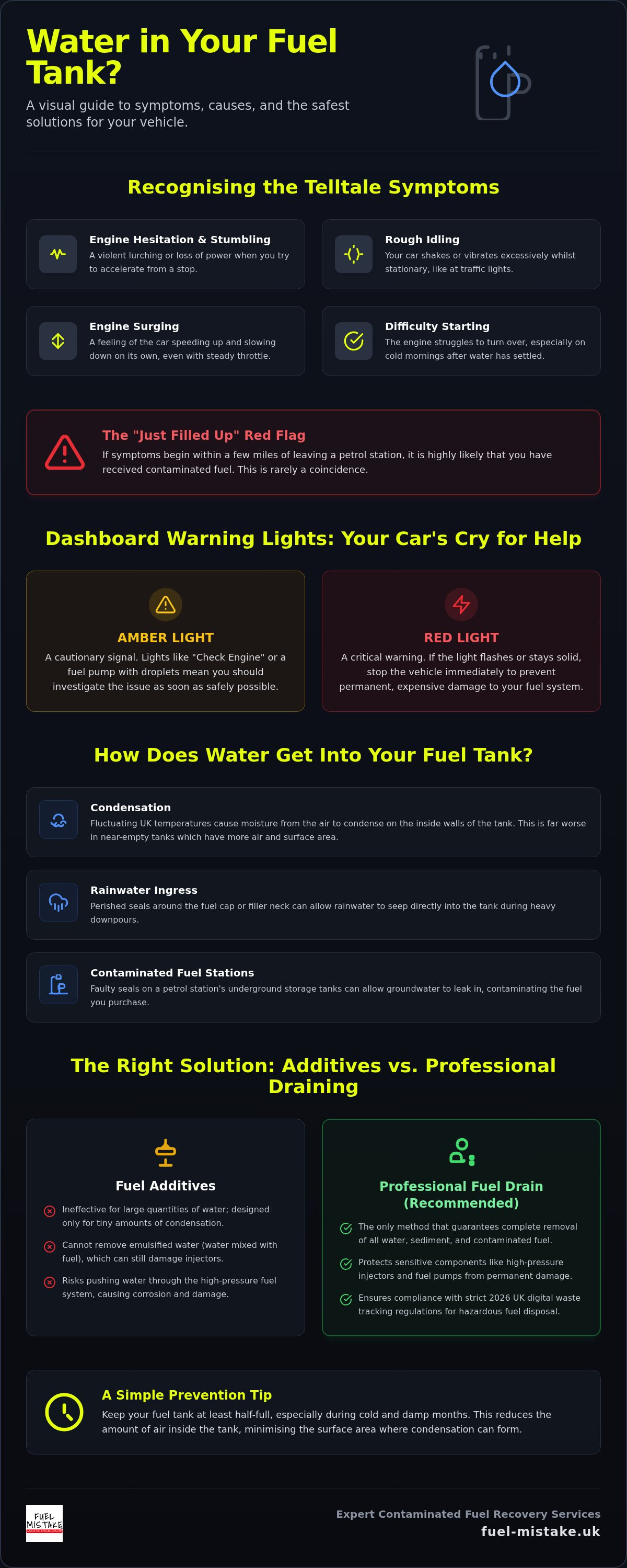 Water in fuel tank symptoms