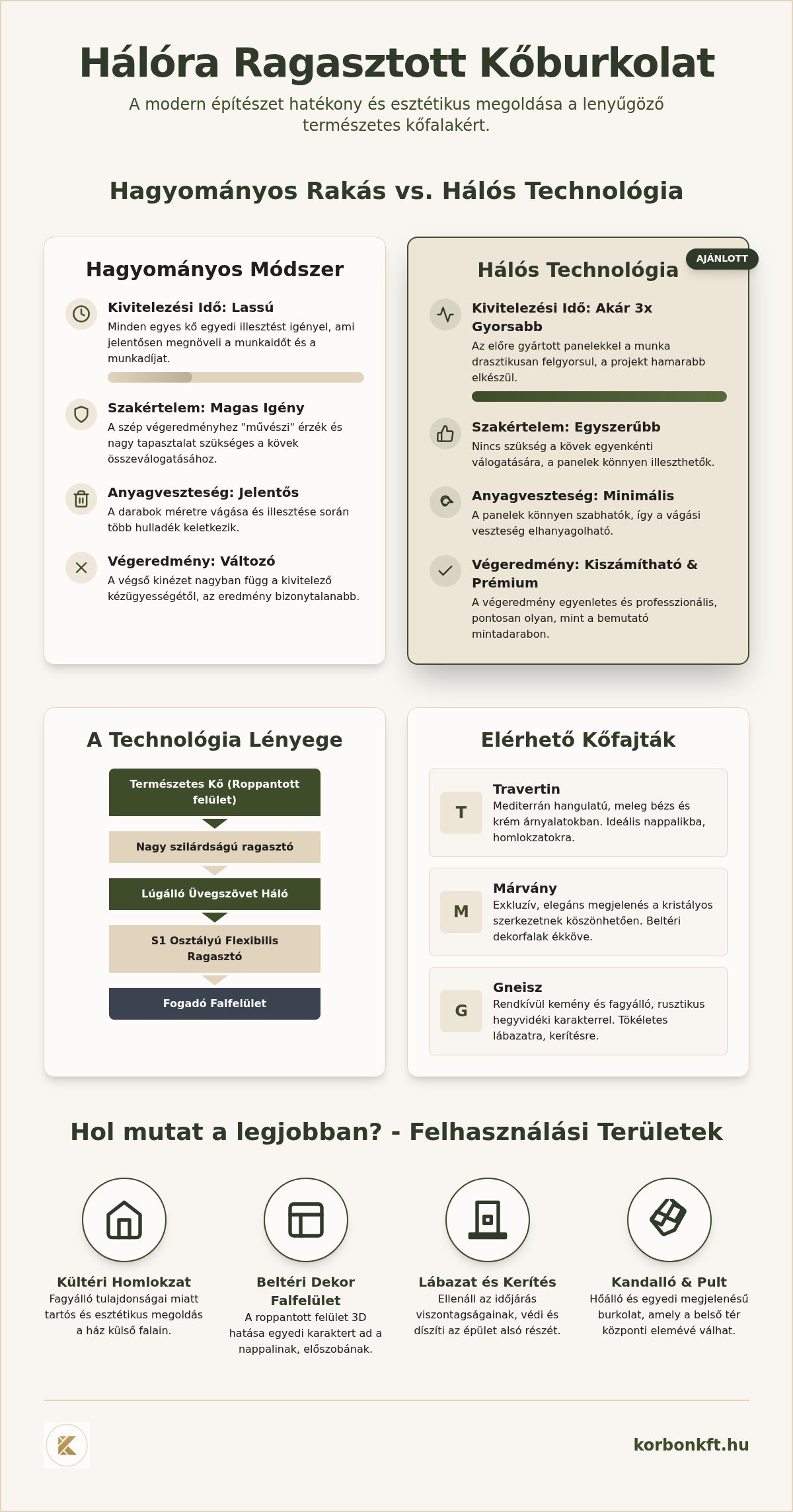 Hálóra ragasztott kőburkolat