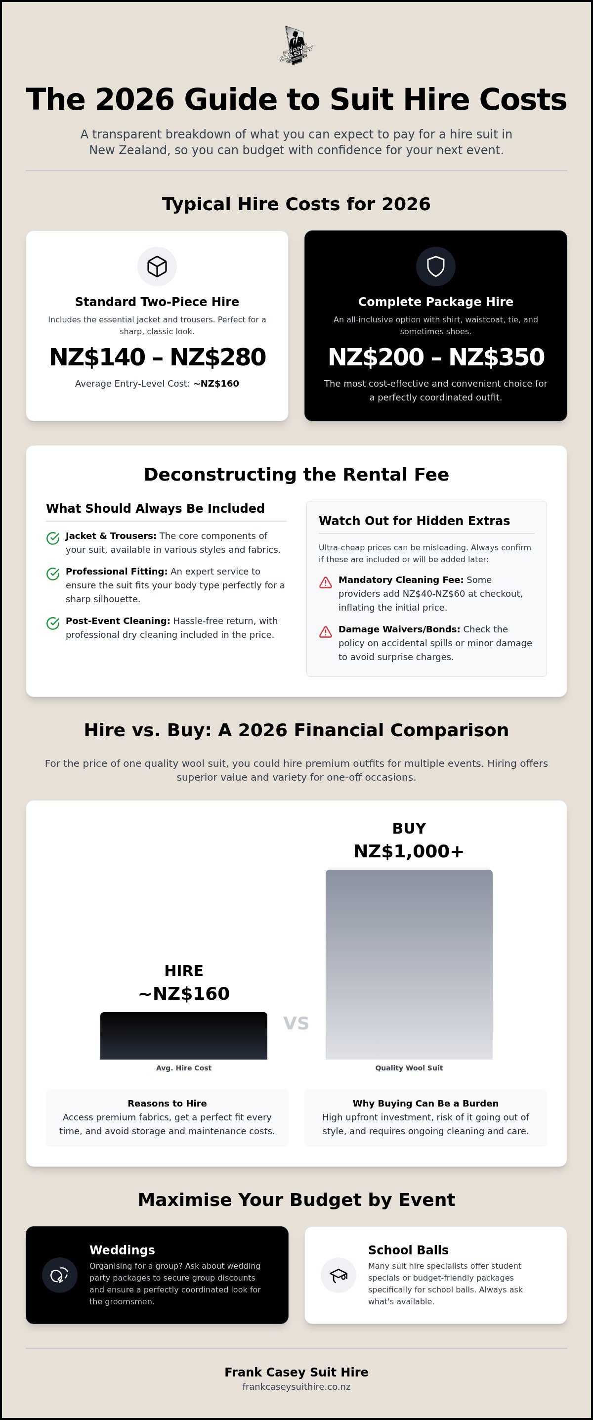 How much to hire a suit NZ