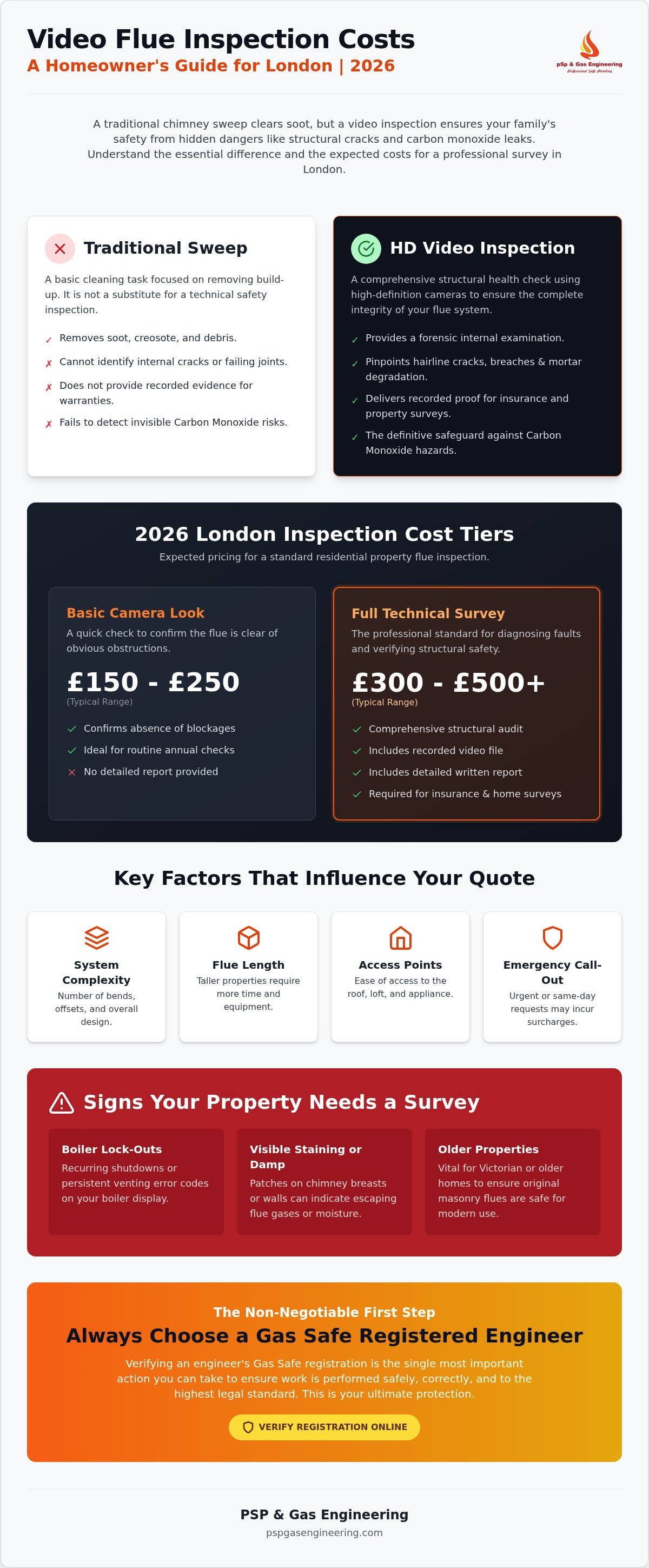 Video flue inspection cost London