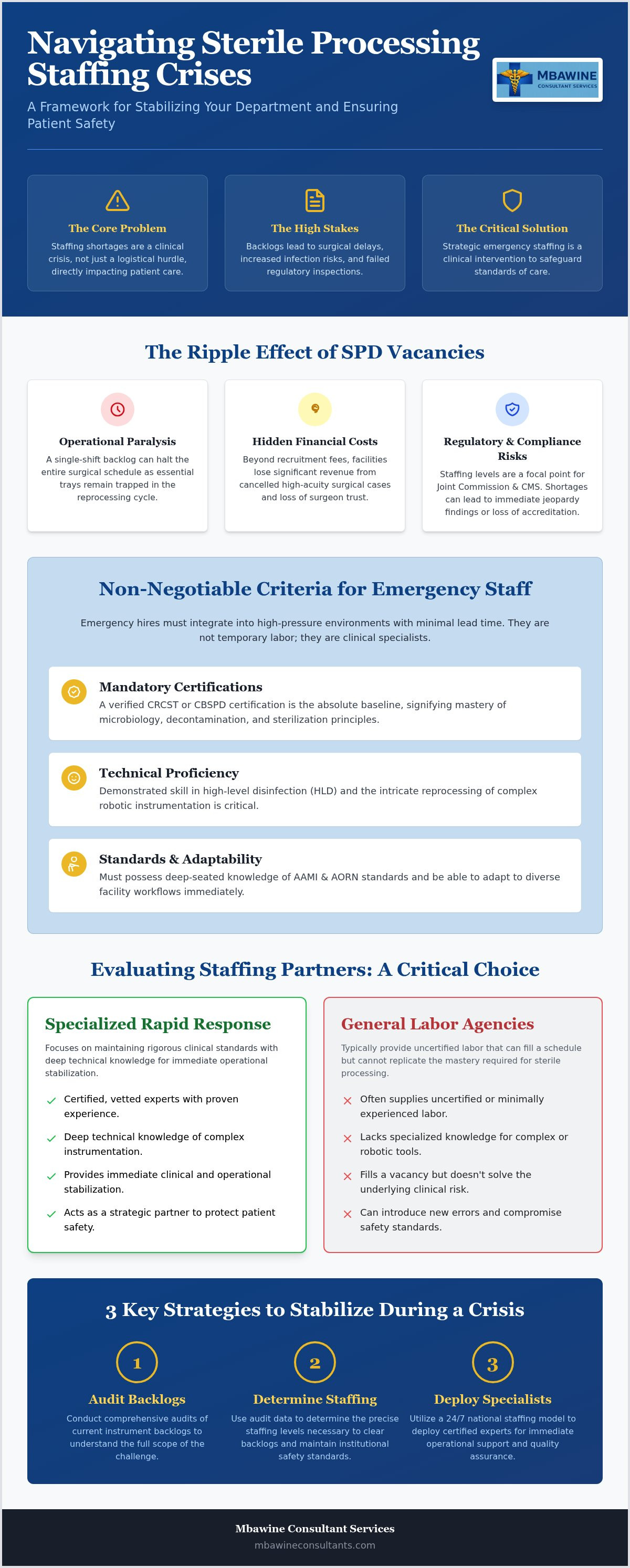 Emergency sterile processing staffing