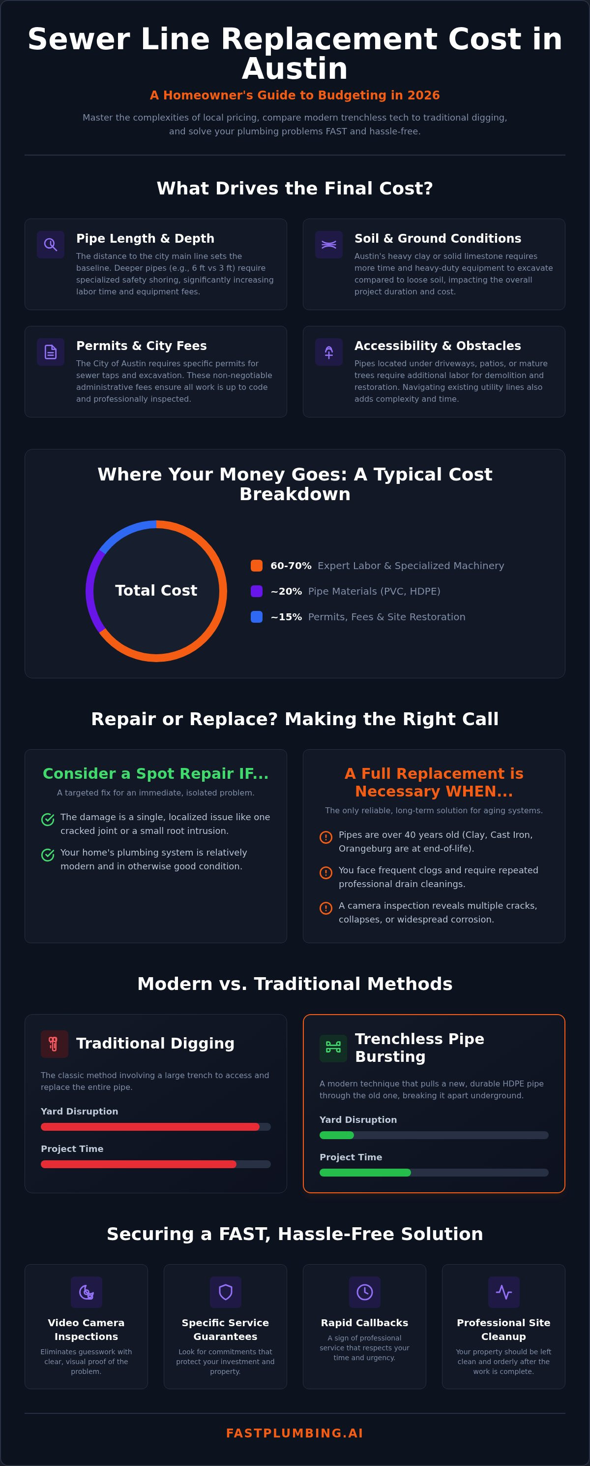 Sewer line replacement cost Austin