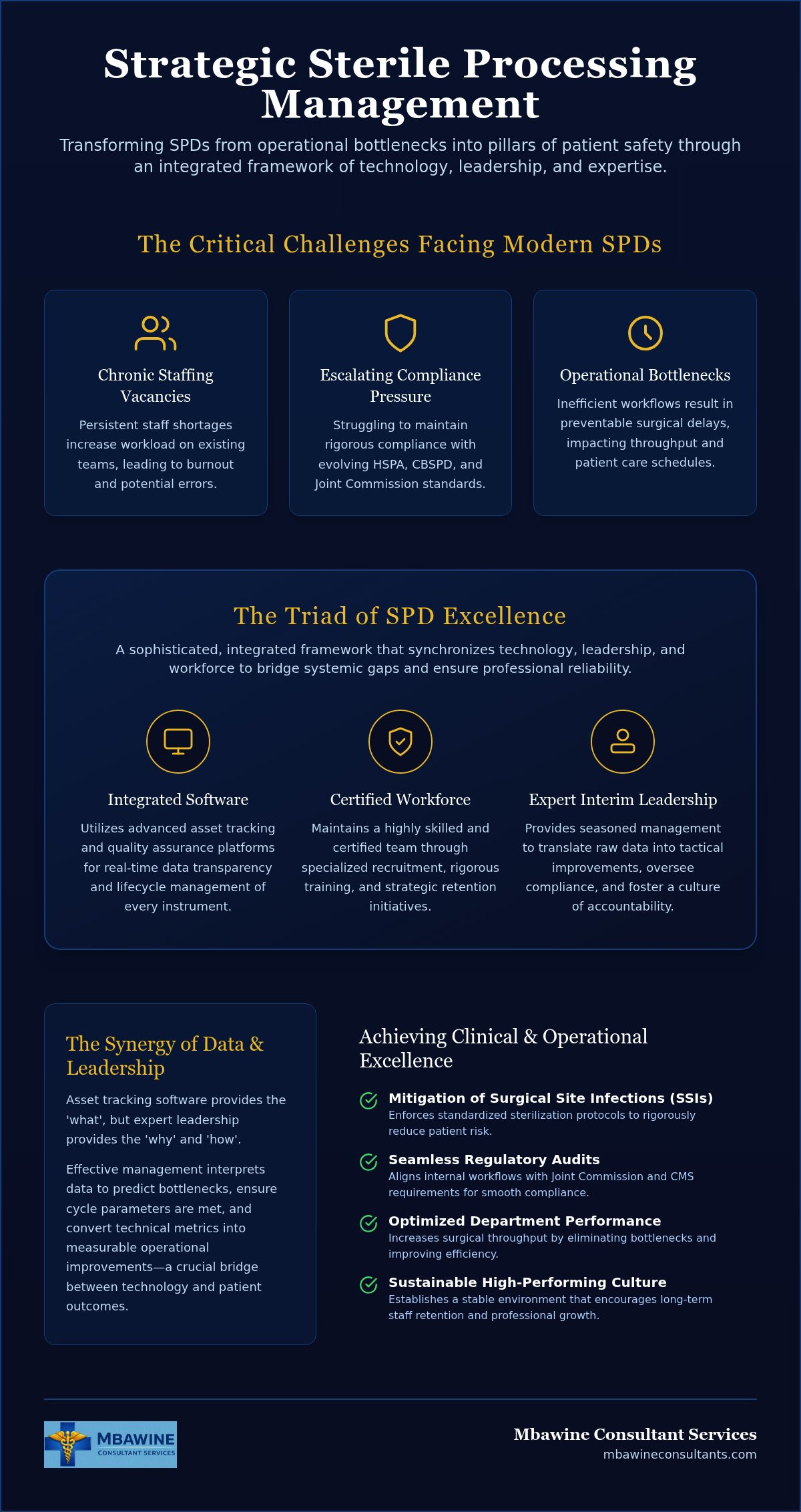 Sterile processing management solutions