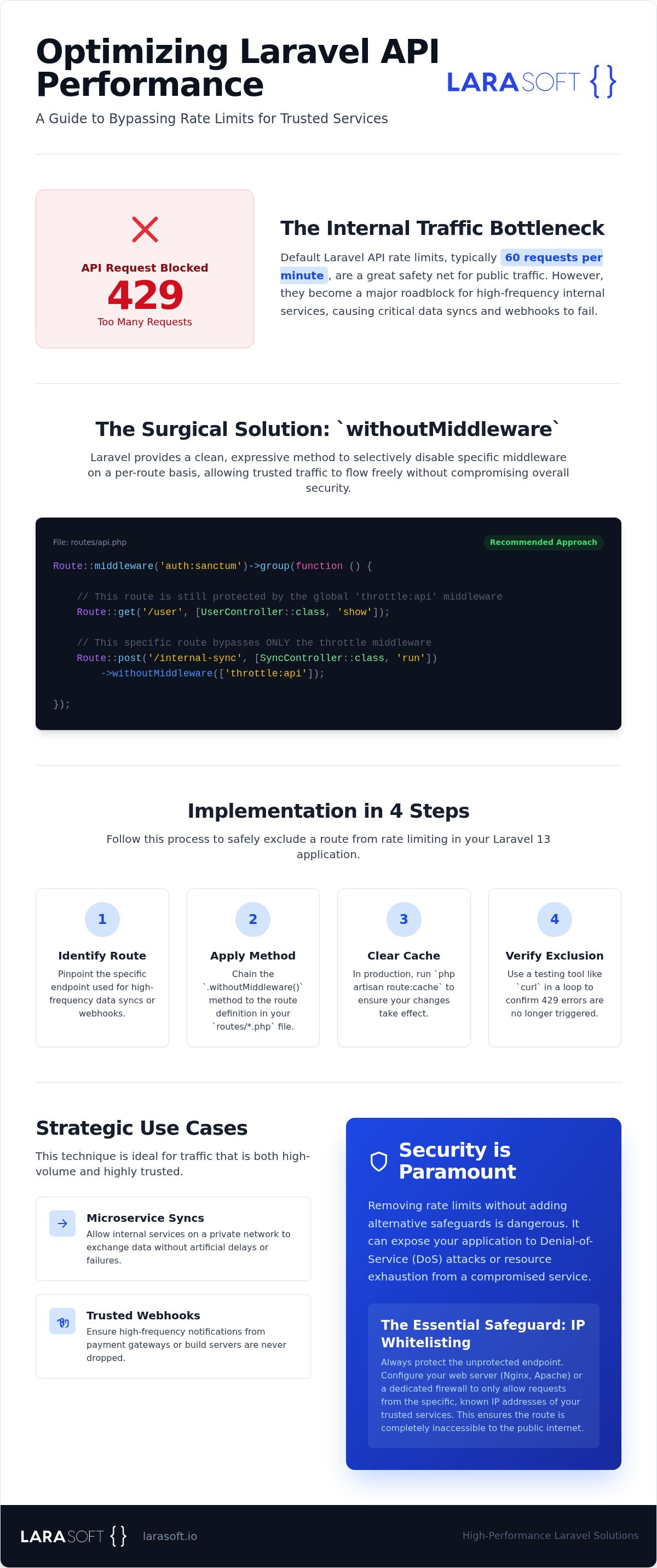 Route::withoutmiddleware(['throttle:api'])