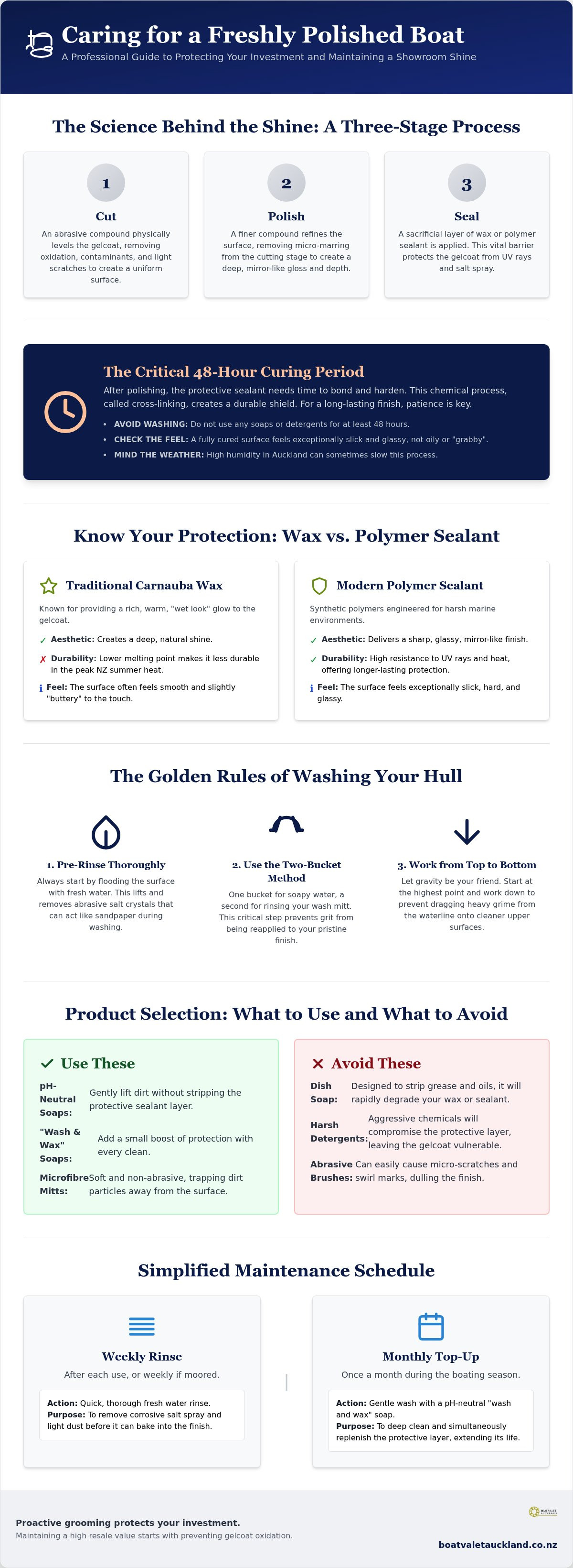 How to care for a freshly polished boat