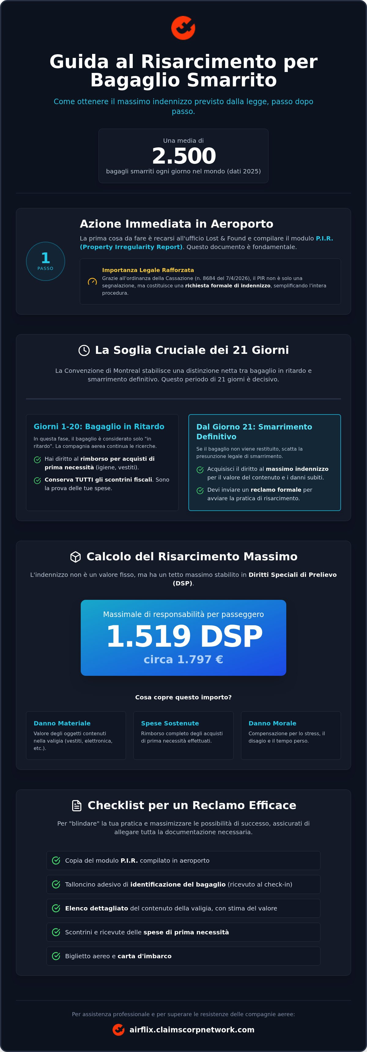 Risarcimento bagaglio smarrito