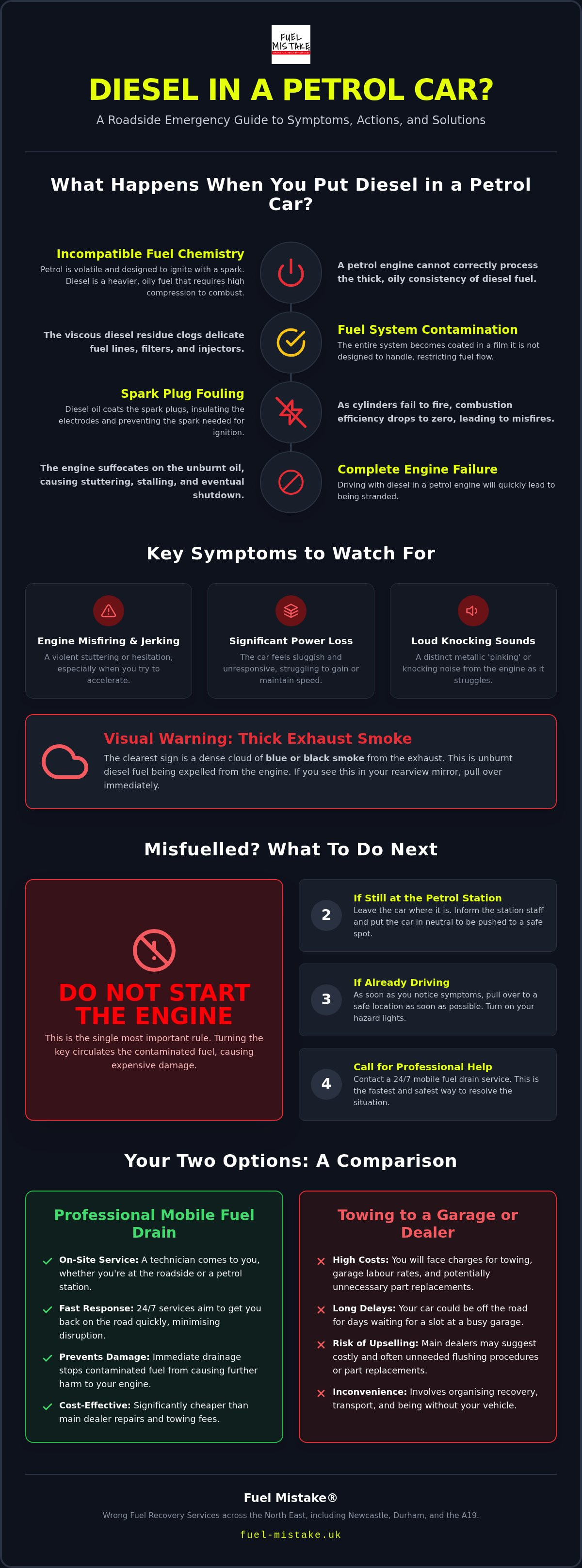 Diesel in petrol car symptoms