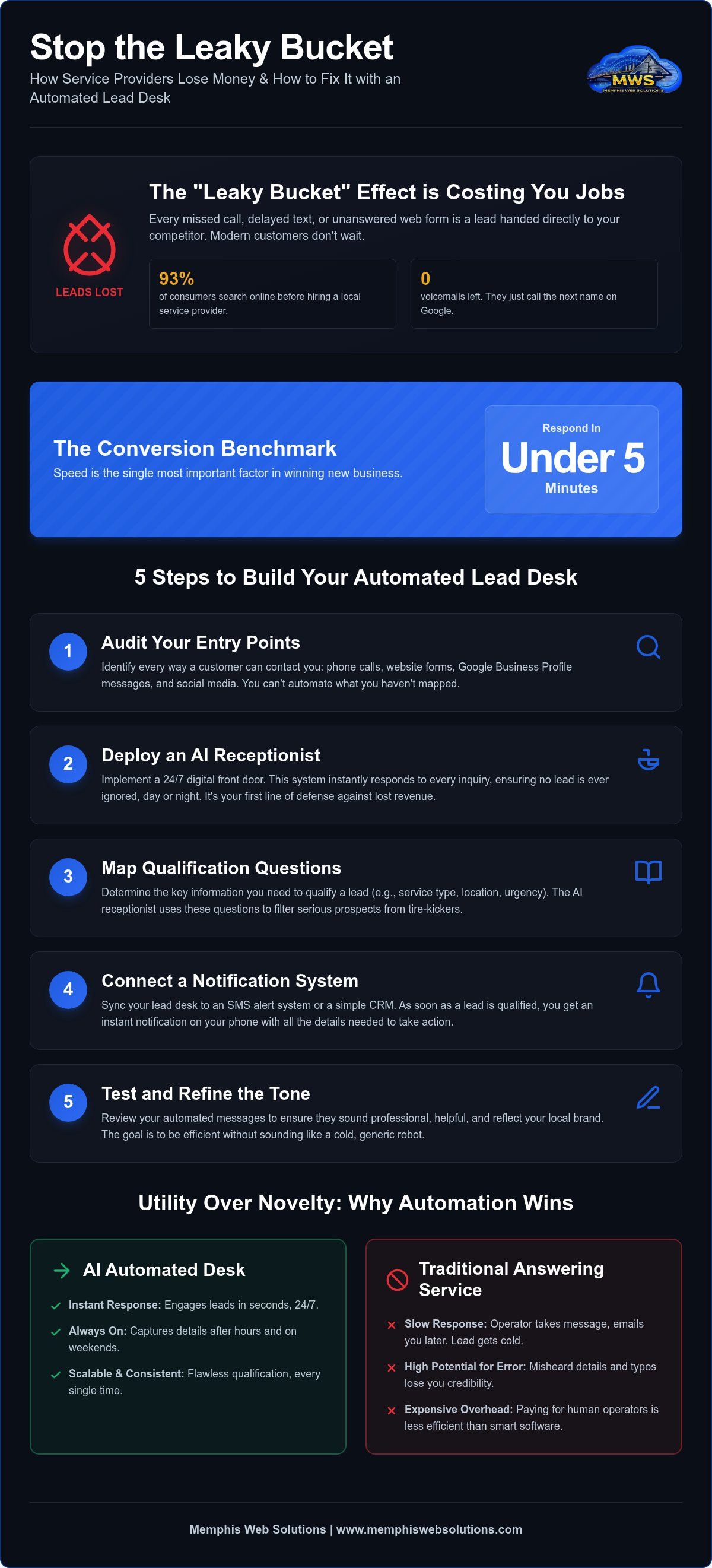 Automated lead desk for service providers