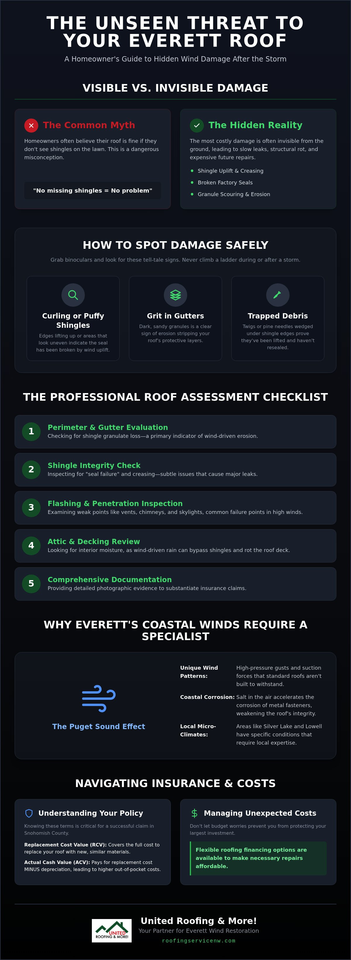 Wind damage roof assessment everett
