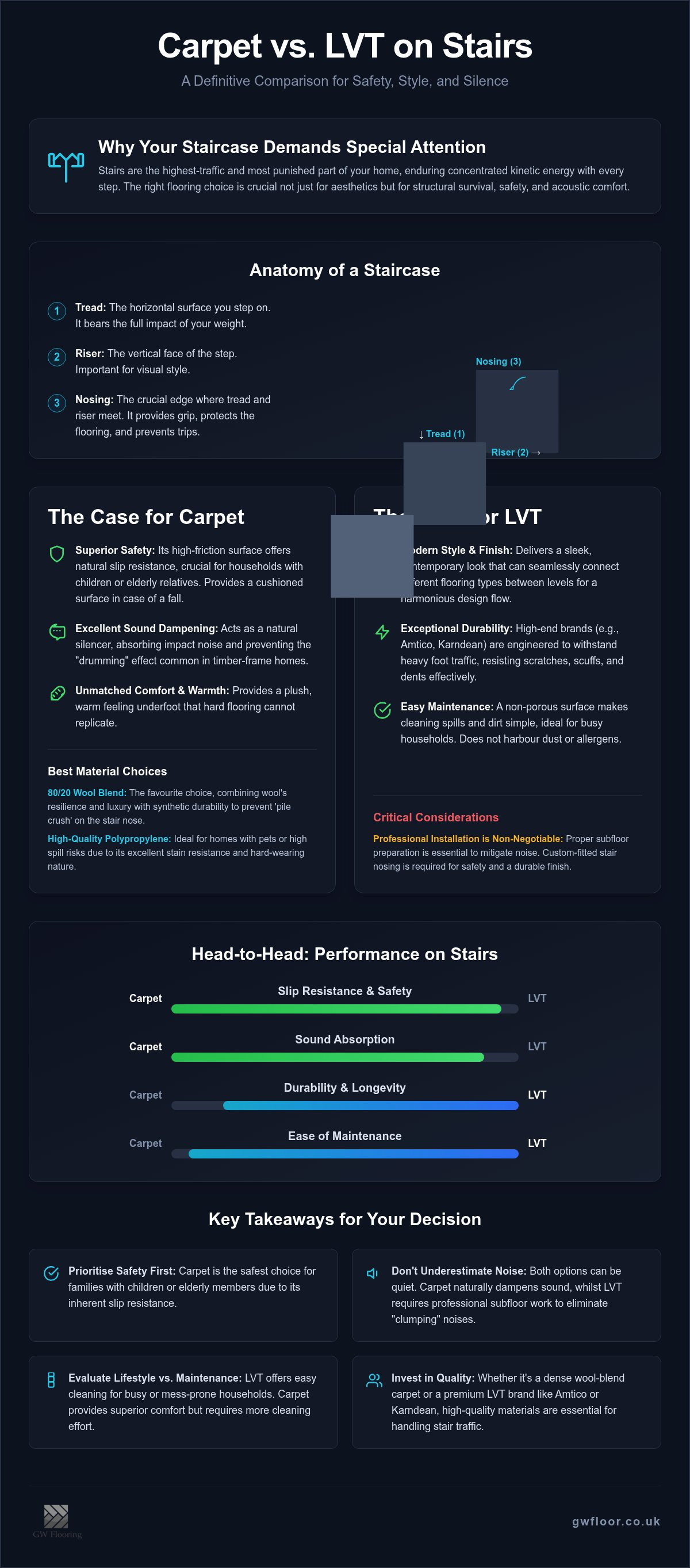 Carpet vs LVT on stairs comparison