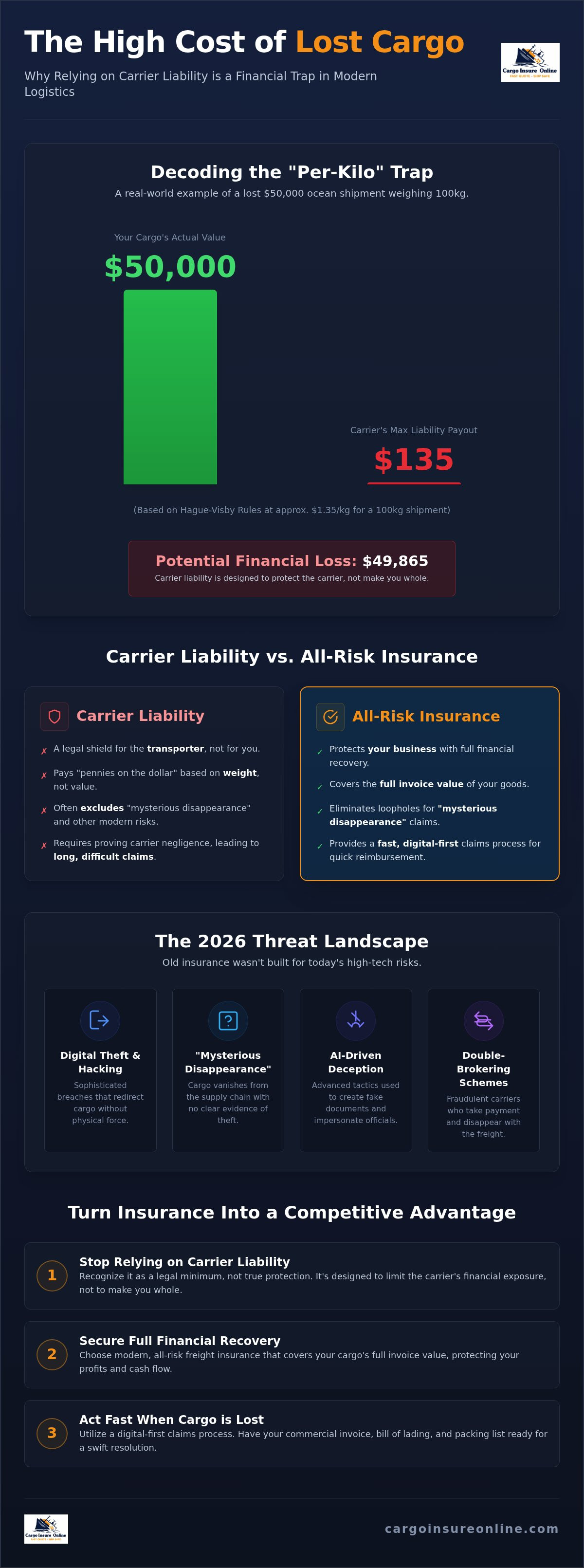 Freight insurance for lost cargo