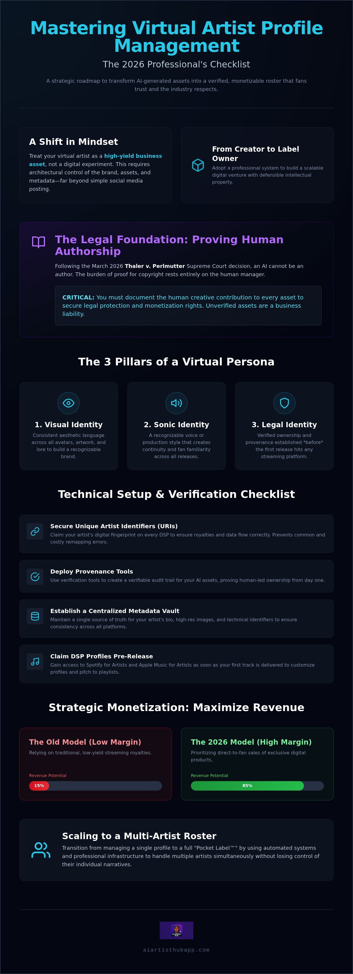Virtual artist profile management