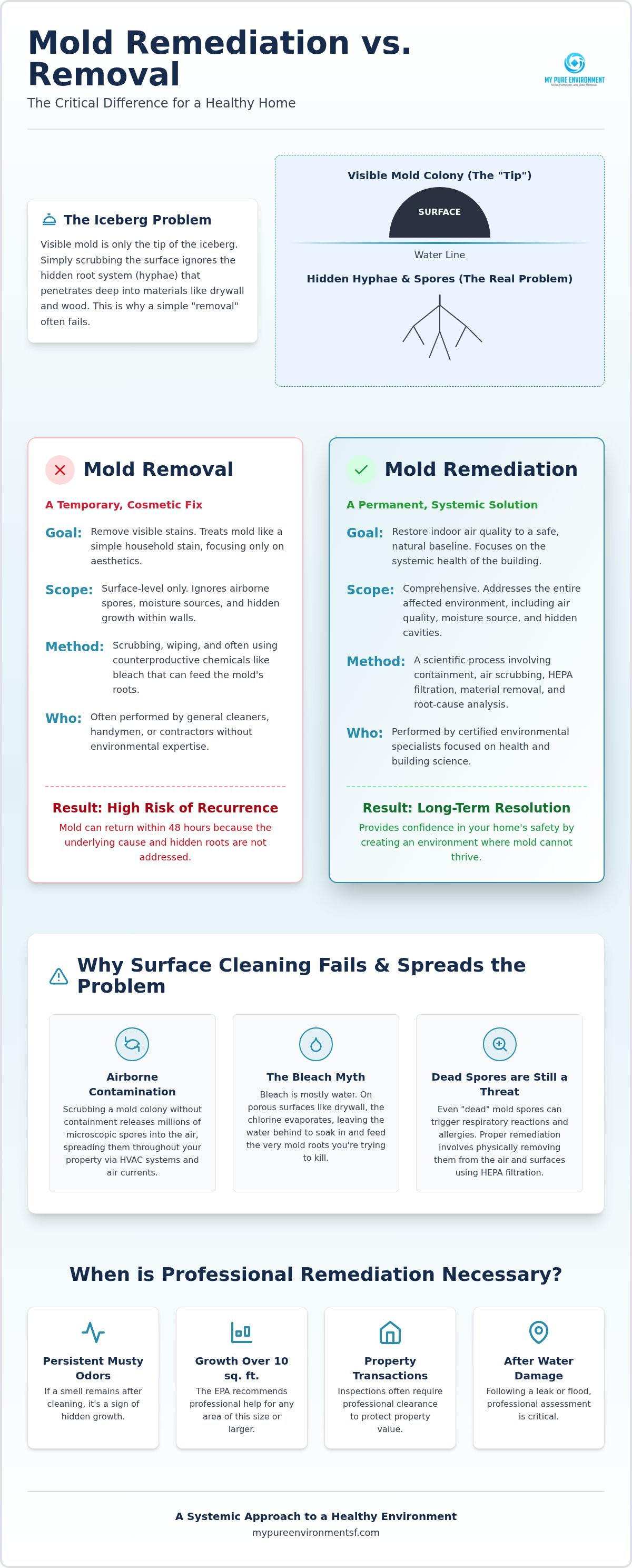 Mold remediation vs mold removal