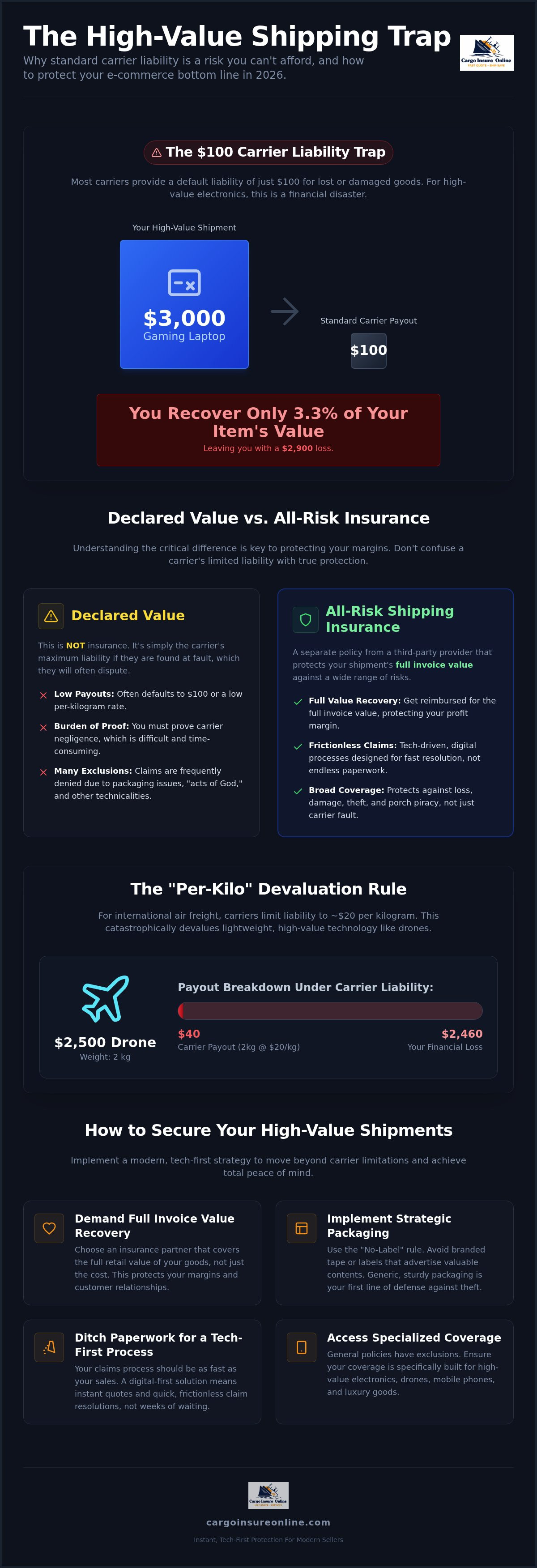 E-commerce shipping insurance for high-value goods