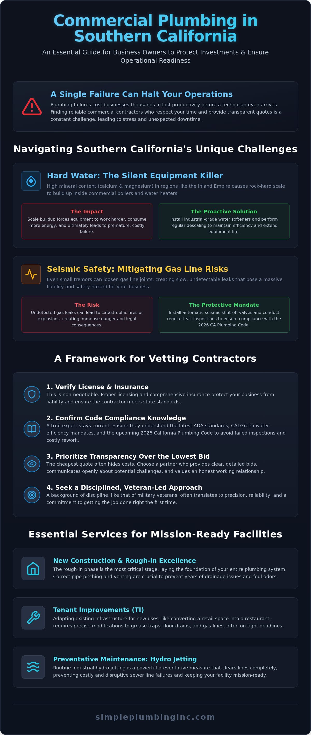 Commercial plumbing contractors Southern California