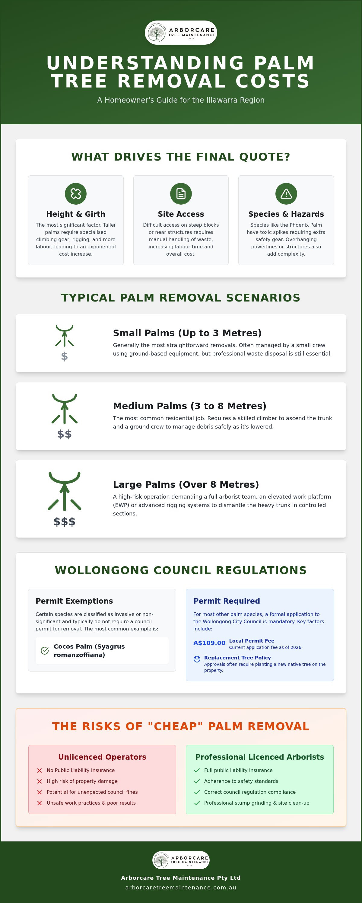 Palm tree removal cost Wollongong