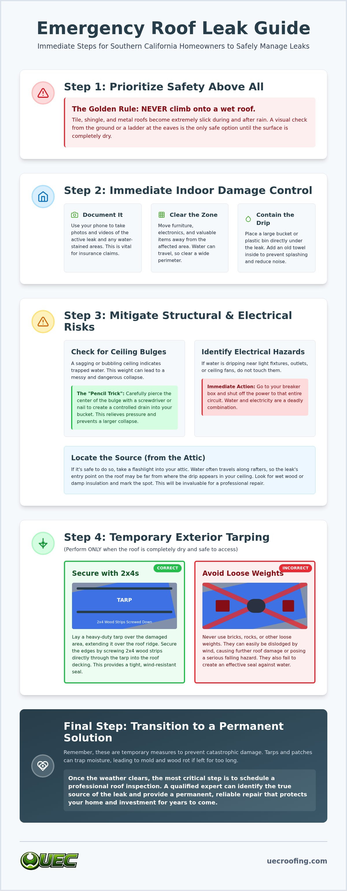 How to temporarily stop a roof leak Orange