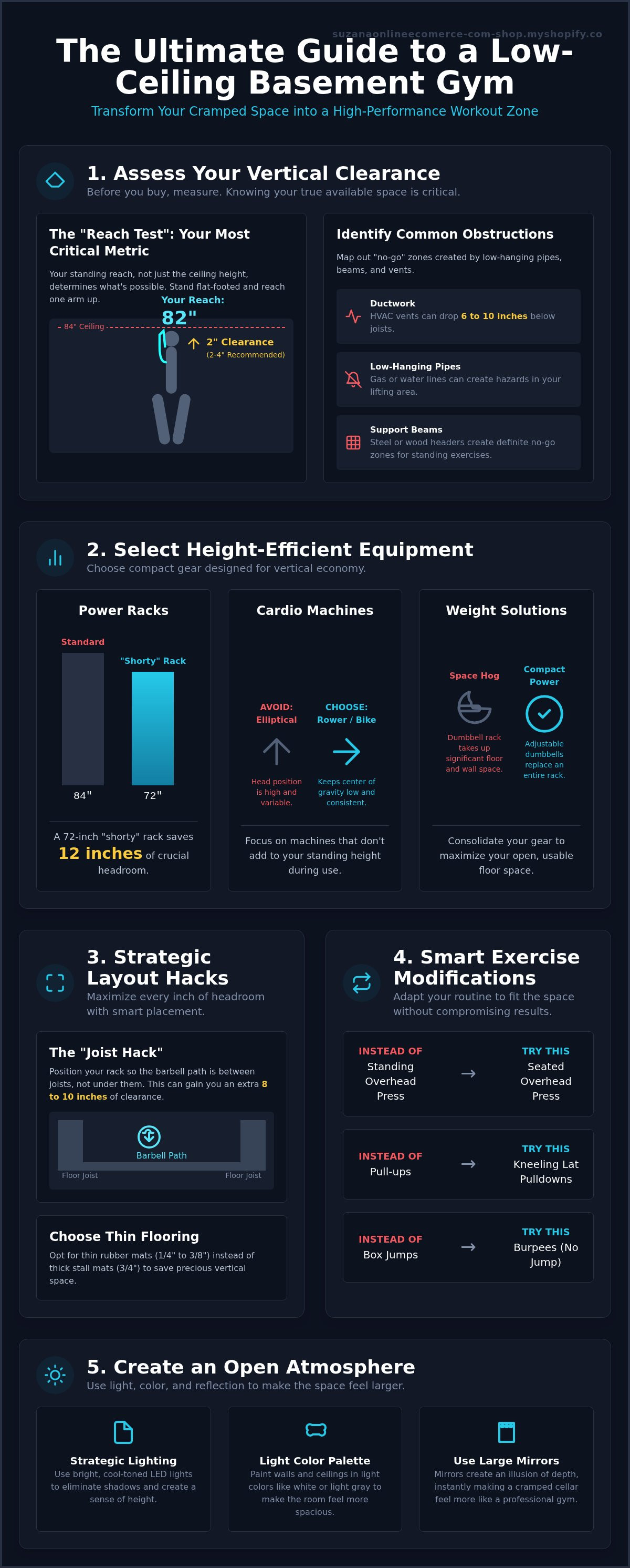 Home gym ideas for a basement with low ceilings