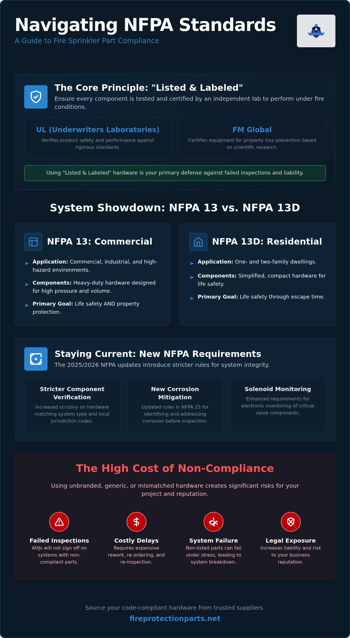 NFPA standards for fire sprinkler parts