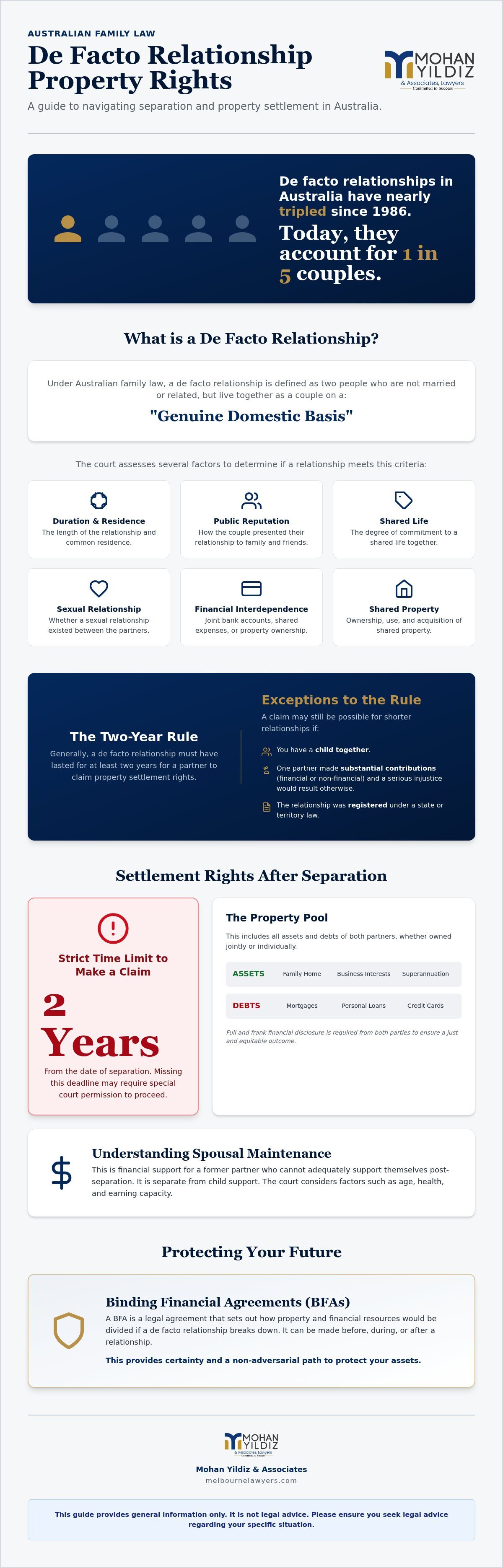 De facto relationship property rights Australia