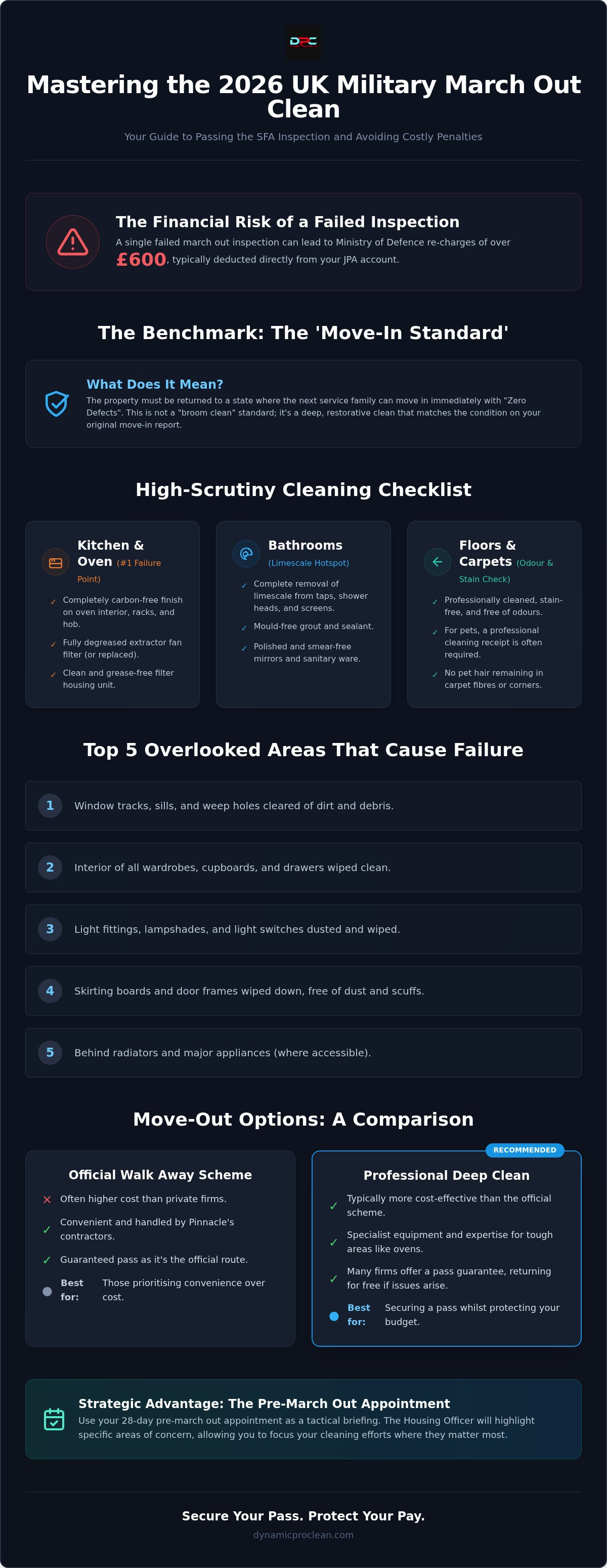 Military march out cleaning standards UK