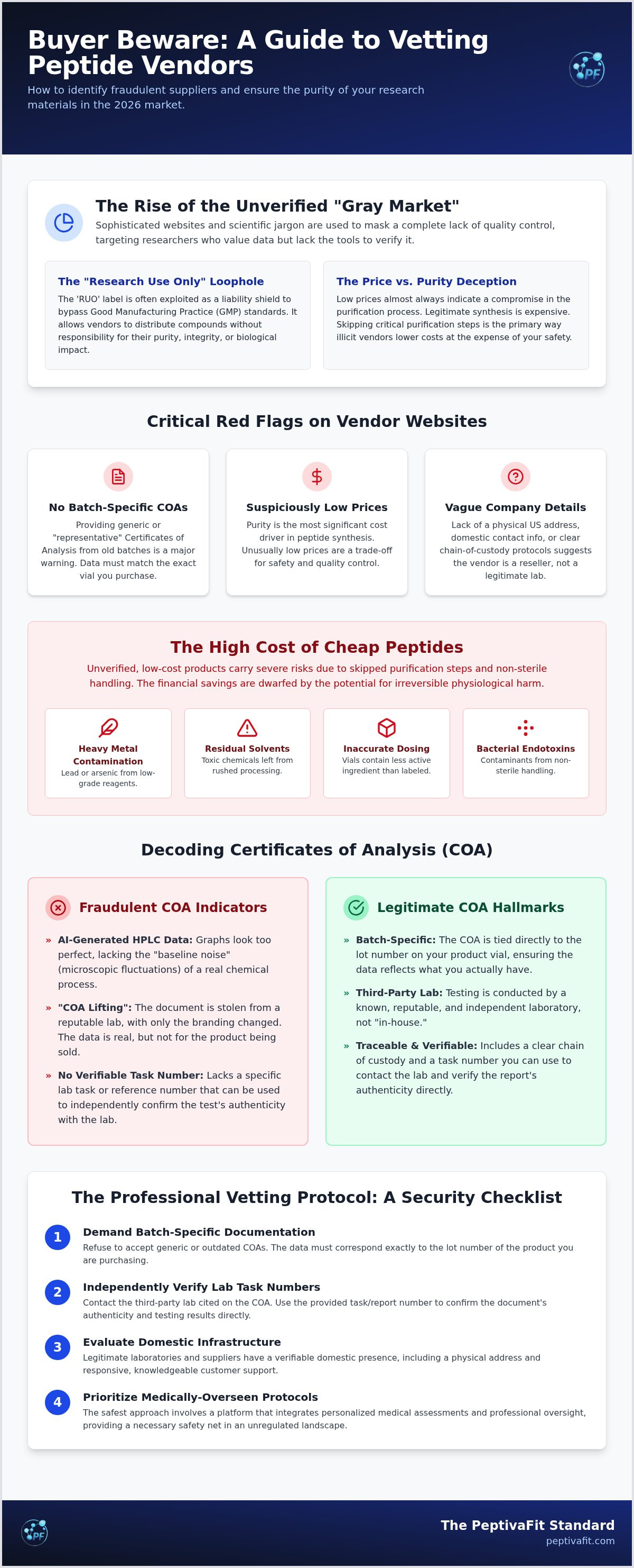 Red flags for peptide websites