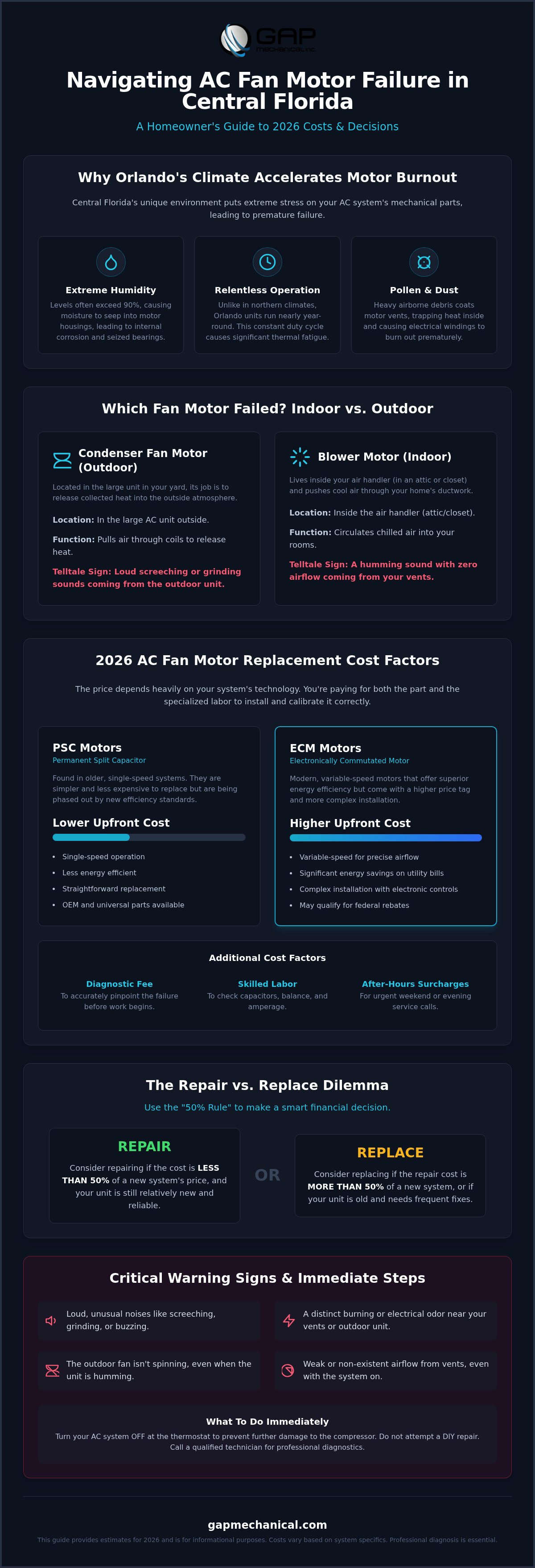 AC fan motor replacement cost Orlando