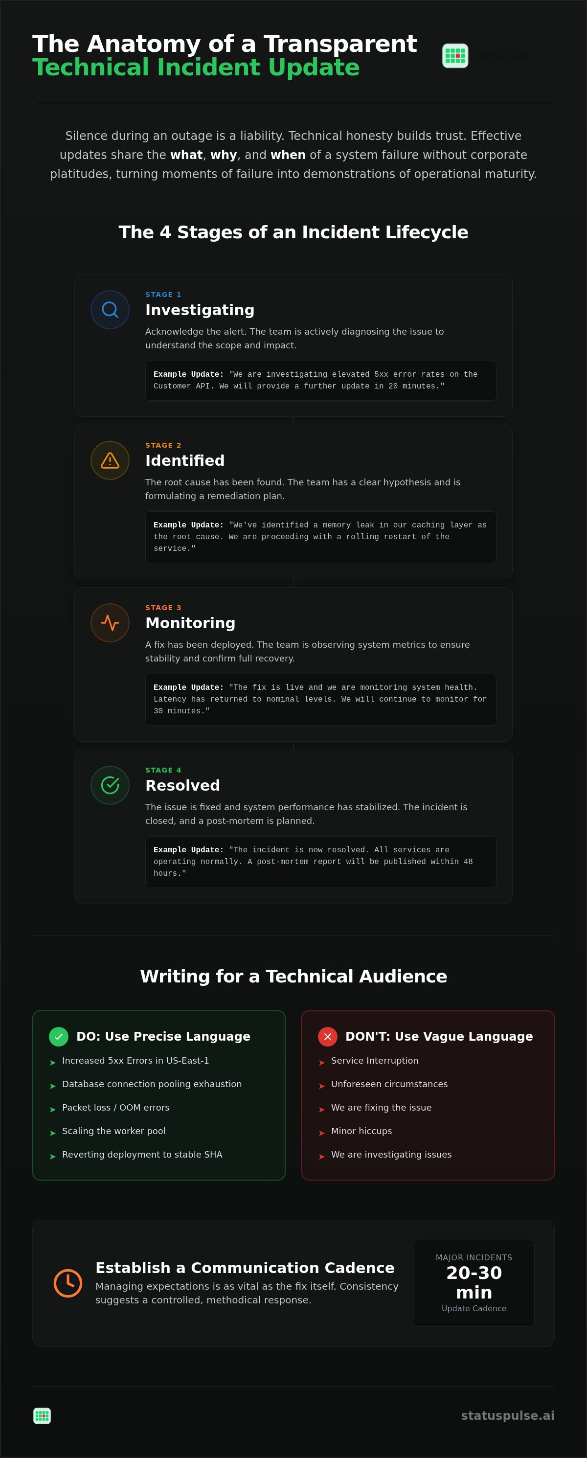 Transparent incident communication examples