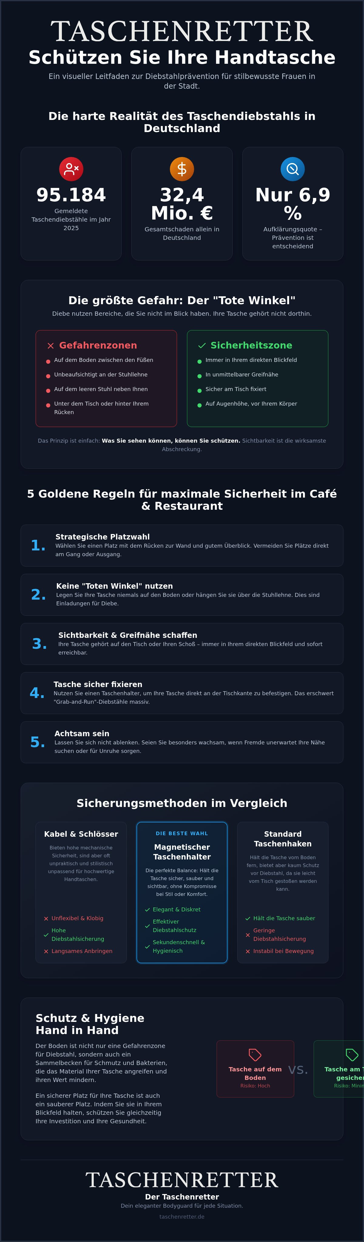 Diebstahlschutz für handtasche unterwegs
