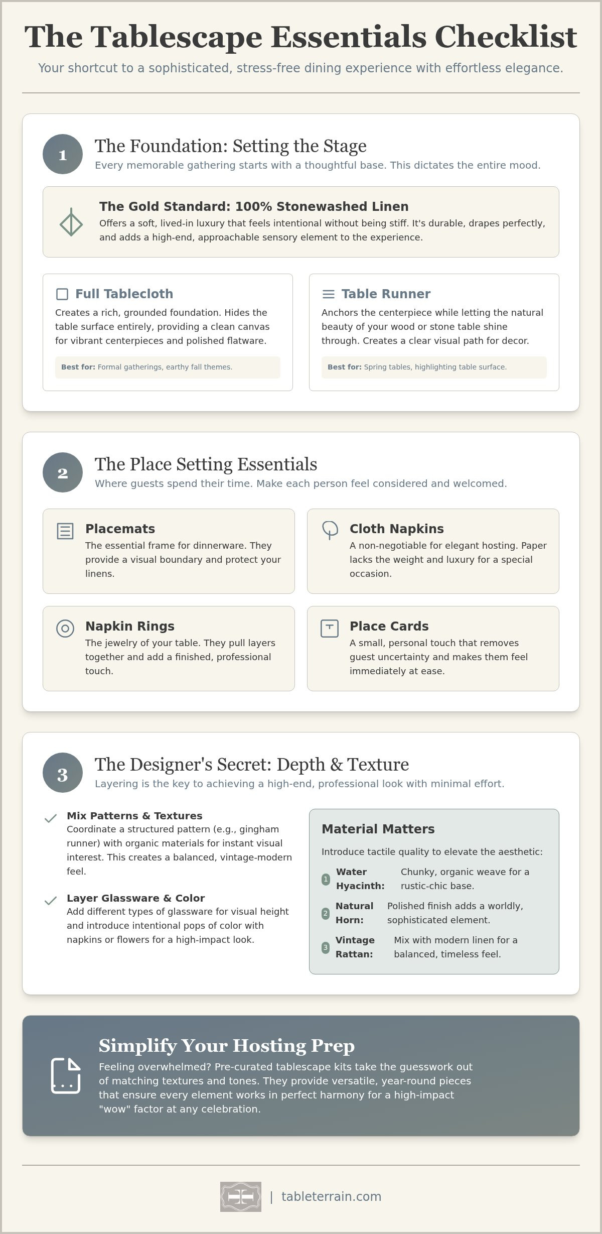 Tablescape essentials checklist