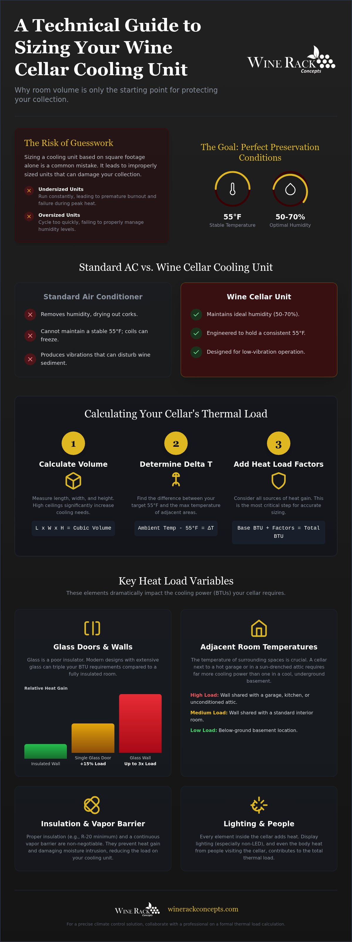 Wine cellar cooling unit sizing