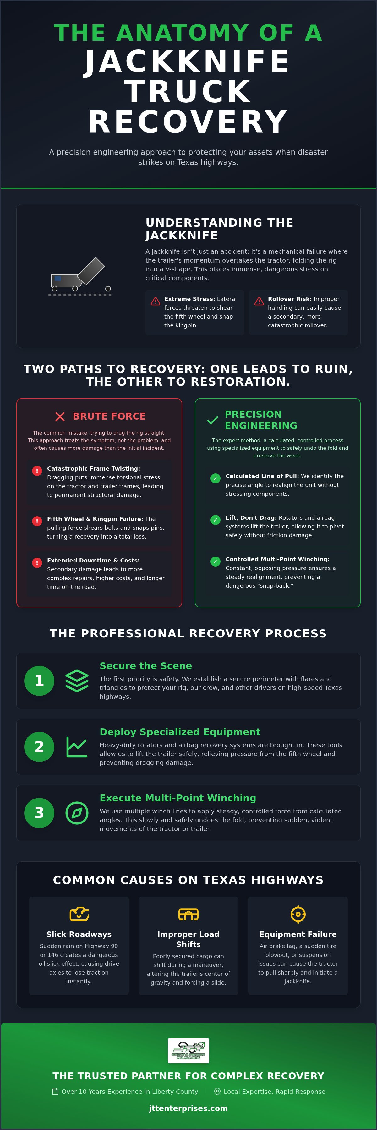 Jackknife truck recovery