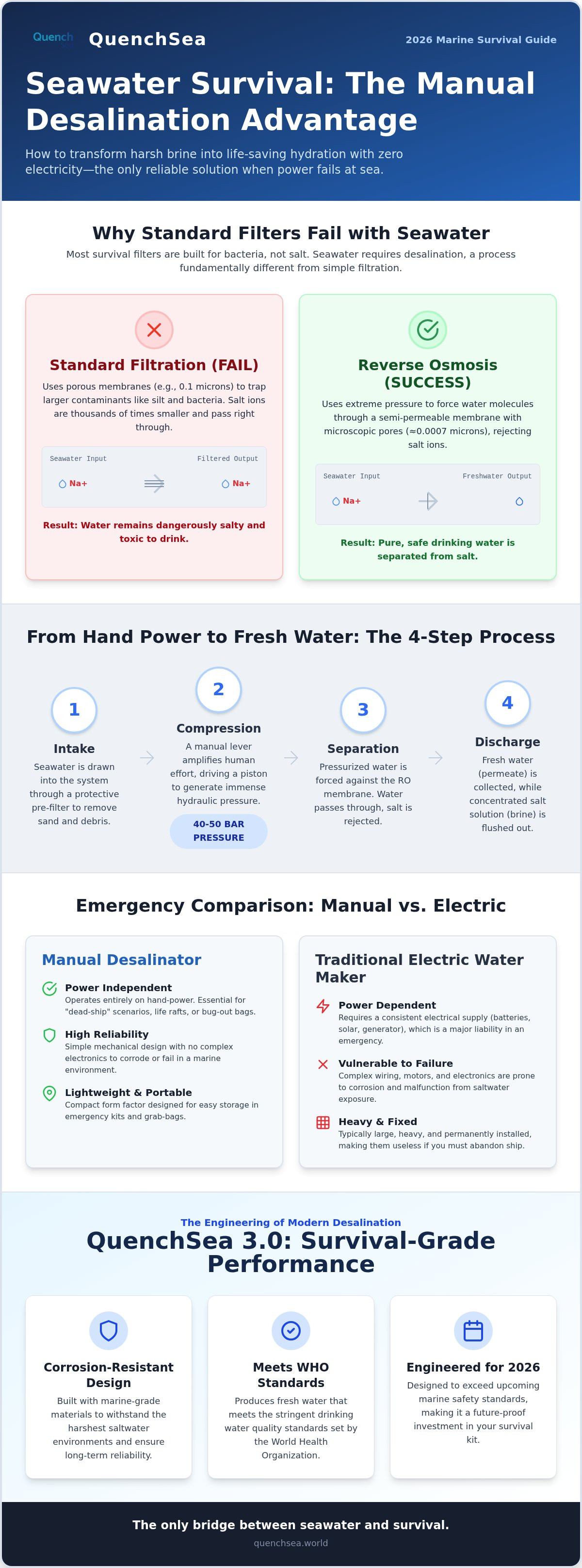 Non-electric seawater filter