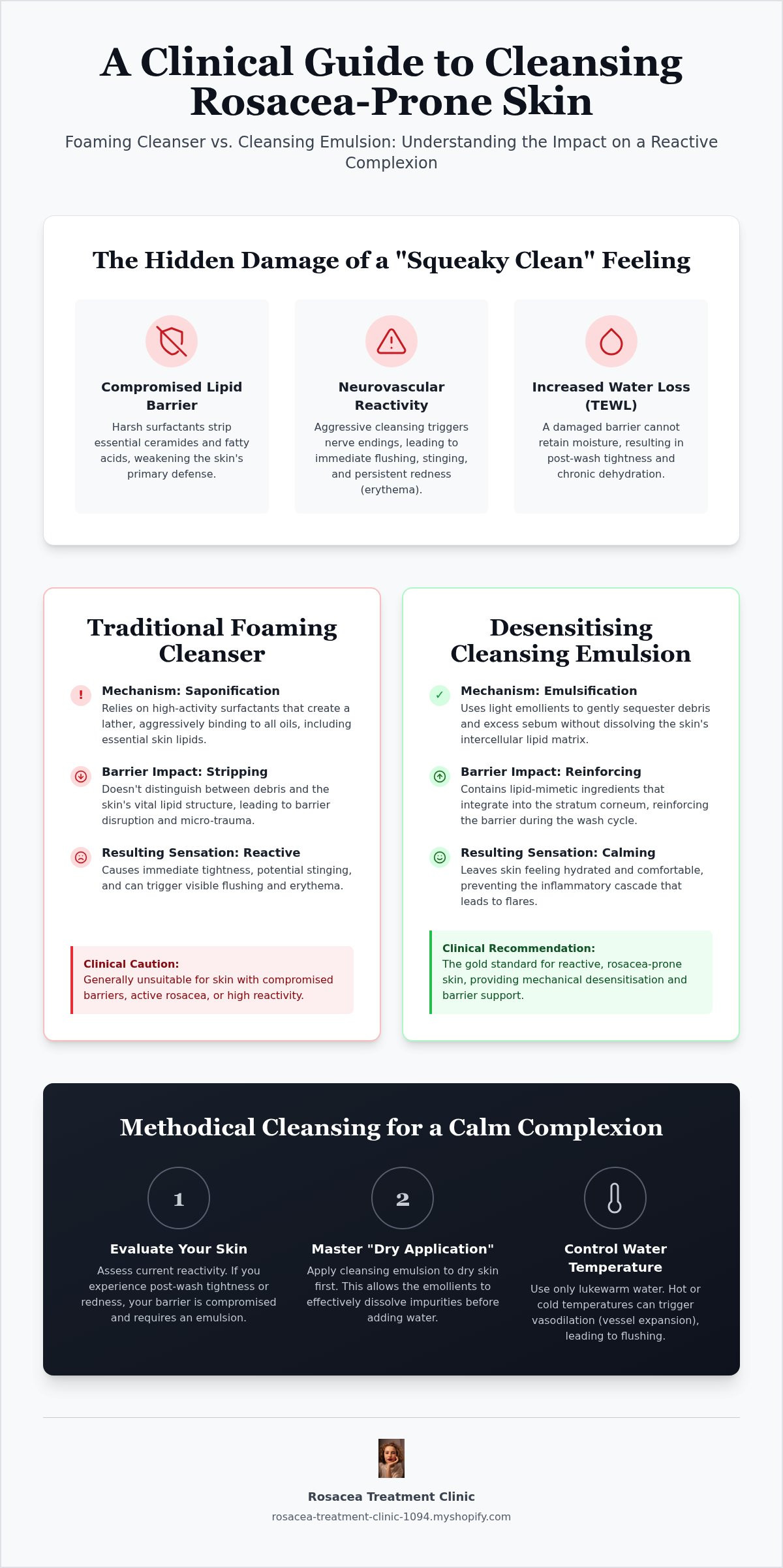 Foaming cleanser vs cleansing emulsion for rosacea